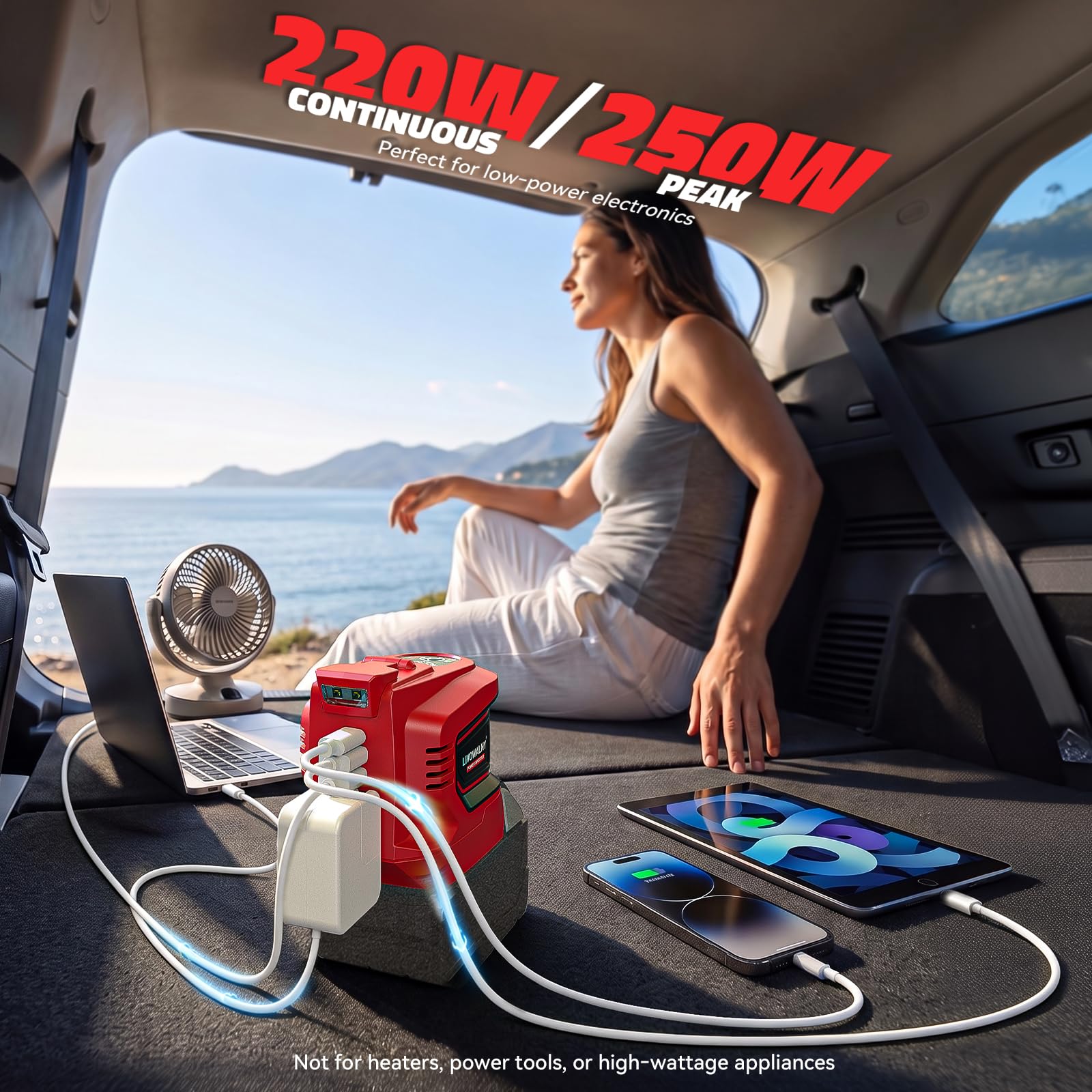 Falownik 200 W do akumulatora Milwaukee M18 DC 18 V na AC 110-120 V DC 110-120 V, przenośny generator stacji zasilającej, adapter ładowarki z gniazdem elektrycznym z 2
