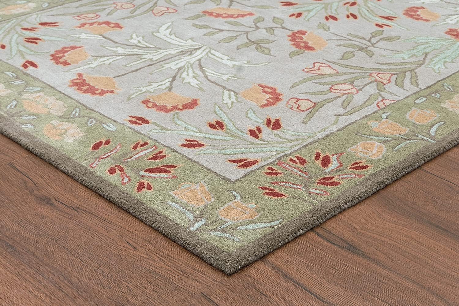 Premium Hand Tufted Floral Print Wool Area Rug - 9X12 ft - Cream, Wool and Cotton Blended Luxury Non Slip Floor Accent for Dining Room, Living Room, Bedroom