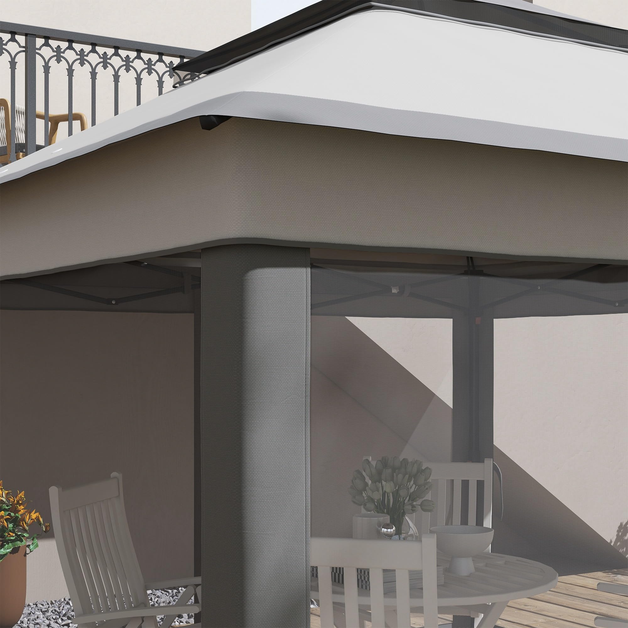 Outsunny Gazebo Pieghevole Pop Up con Zanzariere Rimovibili, Altezza Regolabile e Borsa da Trasporto, Gazebo da Esterno in Acciaio e Tessuto Oxford, UV 30+, per Giardino, Feste, Campeggio, Grigio