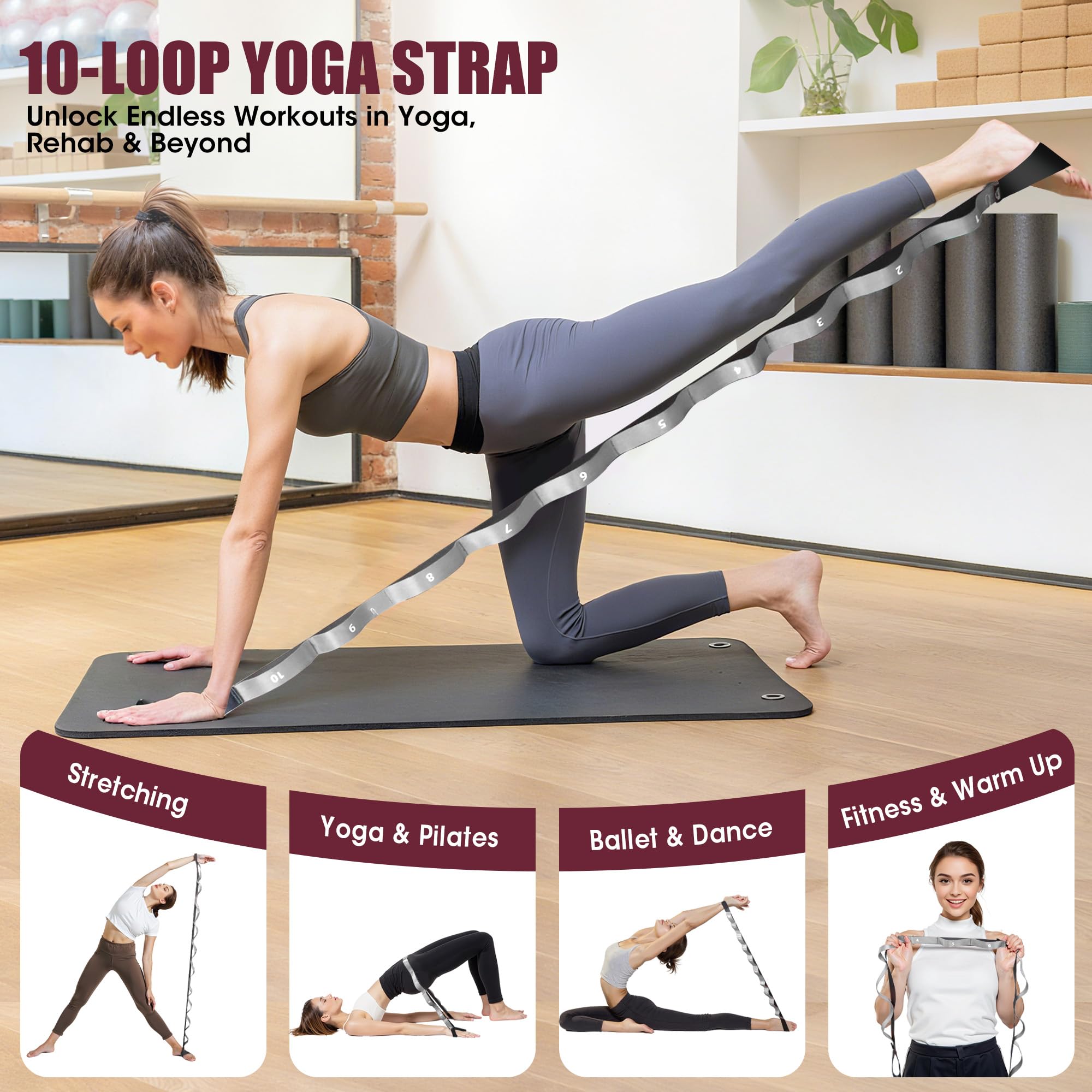 ROSAPOAR Pilates Essentials Kit for Women, Pilates Ring Set - 14'' Magic Circle with Yoga Ball & Resistance Bands – Pilates Kit for Home Workouts, Toning & Core Sculpting Pilates Equipment'