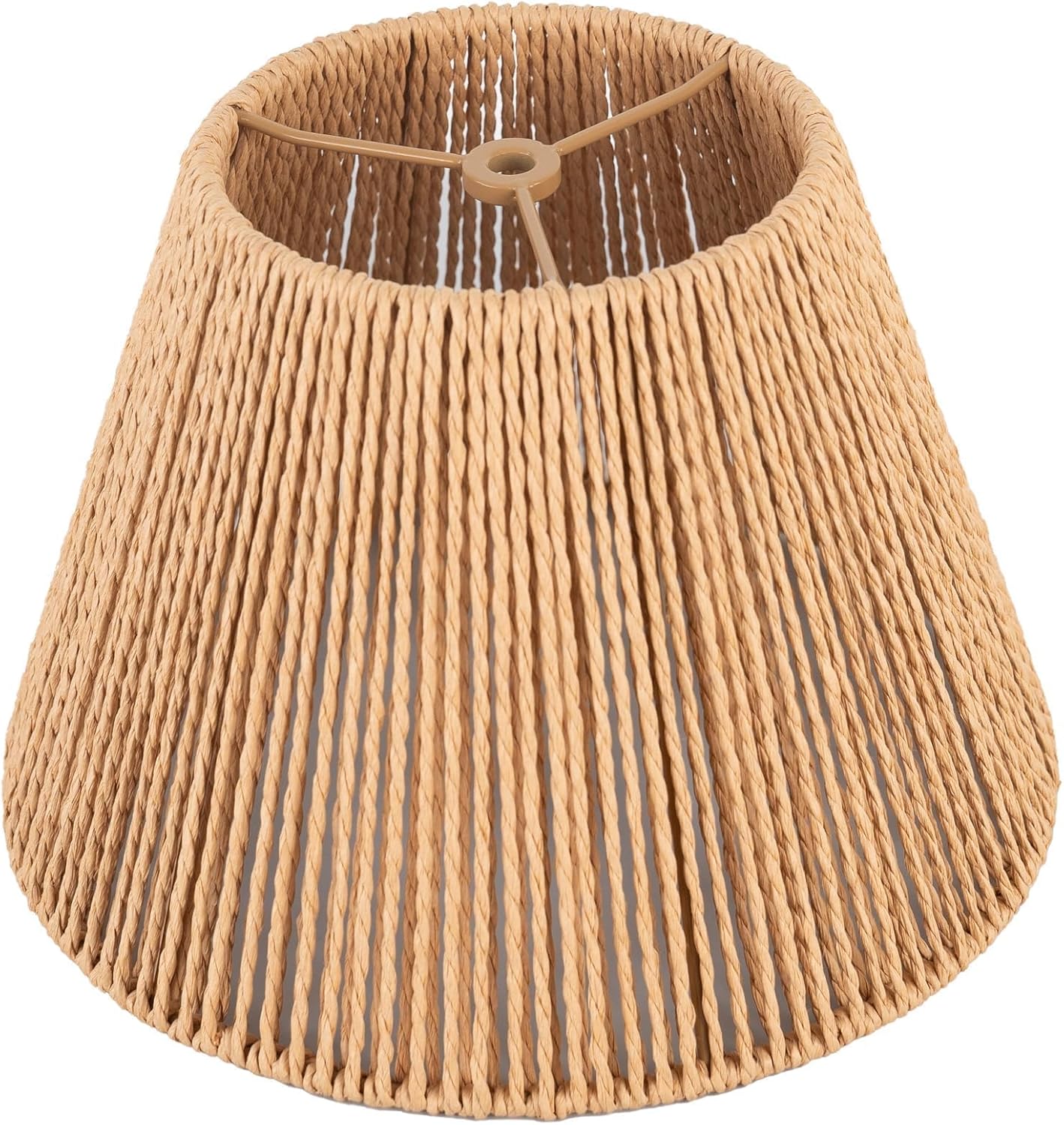 Boho Rattan Lamp Shade Small Bell Lampshade 6" Top X 10" Bottom X 7.5" High For Table Lamps Replacement Hand Woven Vintage Style Rattan Lamp Shades Spider Fitter