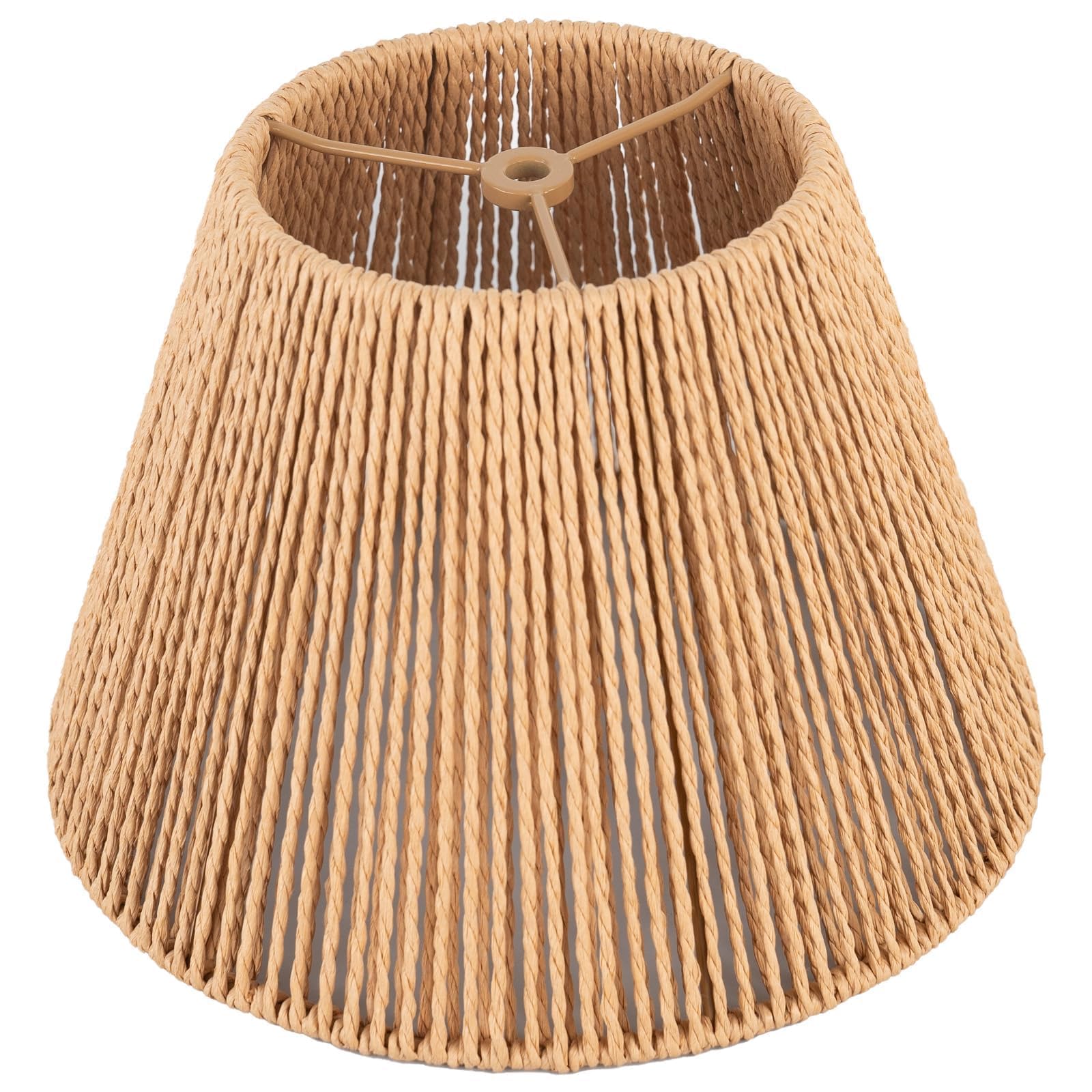 Boho Rattan Lamp Shade Small Bell Lampshade 6" Top X 10" Bottom X 7.5" High For Table Lamps Replacement Hand Woven Vintage Style Rattan Lamp Shades Spider Fitter