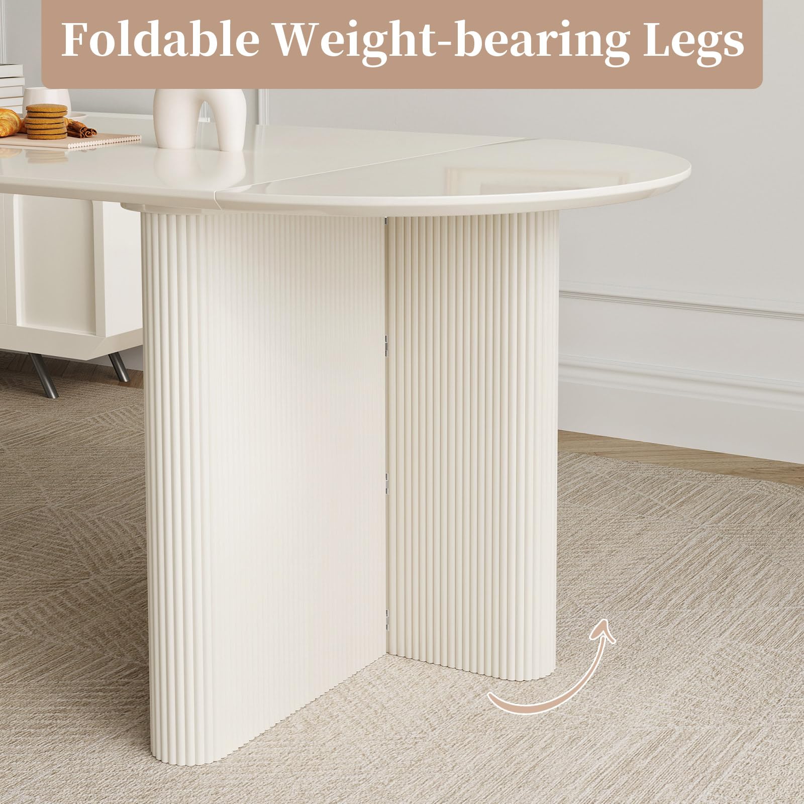 Set tavolo da pranzo espandibile con 4 sedie, design moderno pieghevole da quadrato a rotondo, per sala da pranzo salvaspazio, mobili da cucina eleganti e funzionali