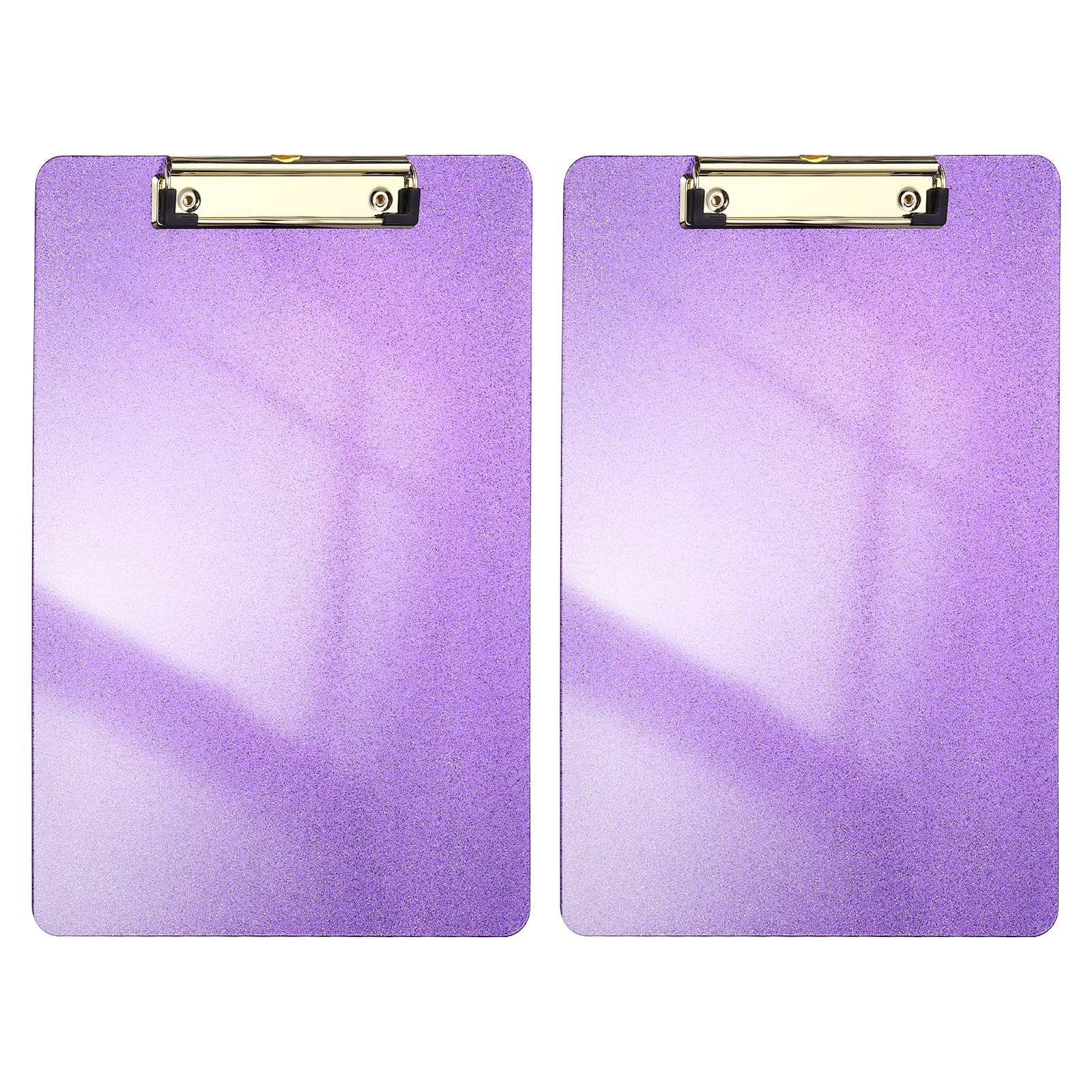 PATIKIL 2 Pcs Plastic Clip Boards, A4 Size Glitter Purple Stylish Clip Boards Glitter Design Cute Clipboards Office Supplies for Restaurant Shop Store Note Memo Card Sign Holder