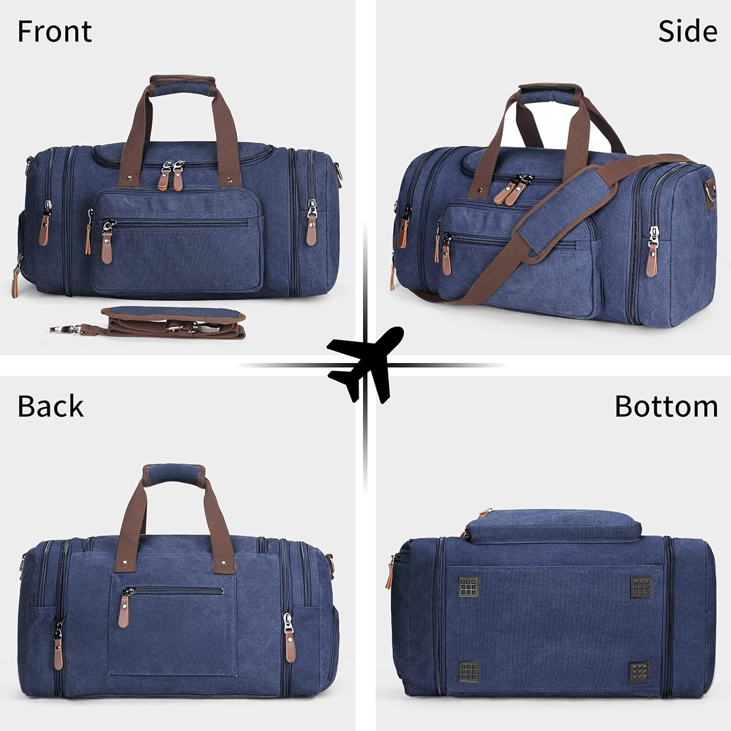  | Fitmyfavo Duffle Bag for Men Travel 45L/55L Canvas Weekender Bag with Shoe Compartment Weekender Mens Duffel Bag (Blue) | Travel Duffels