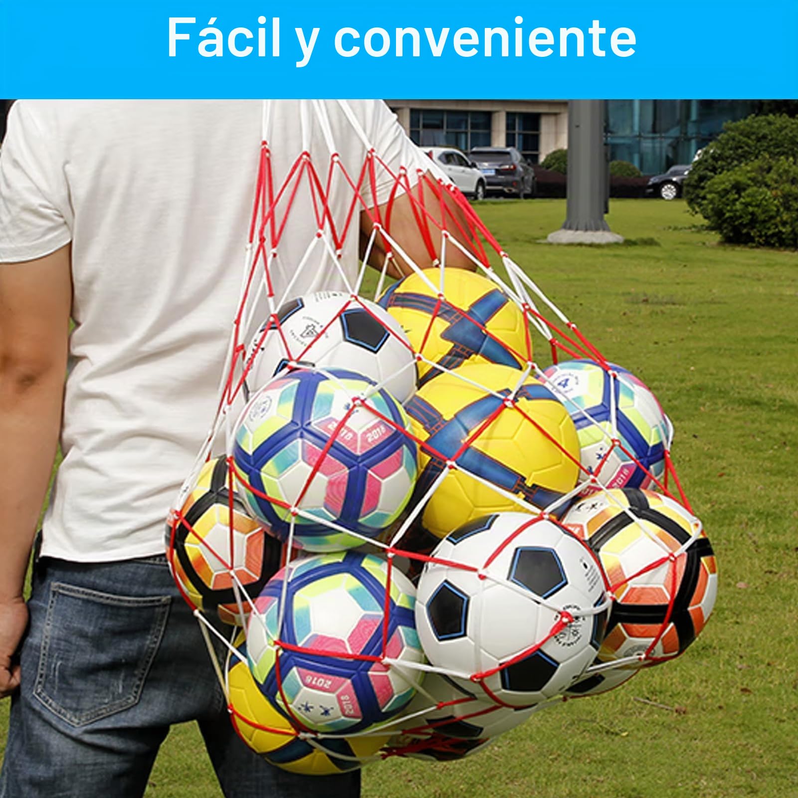 2 bolsas de red para baloncesto y fútbol, bolsa de malla portátil de nylon, multiusos para voleibol, fútbol