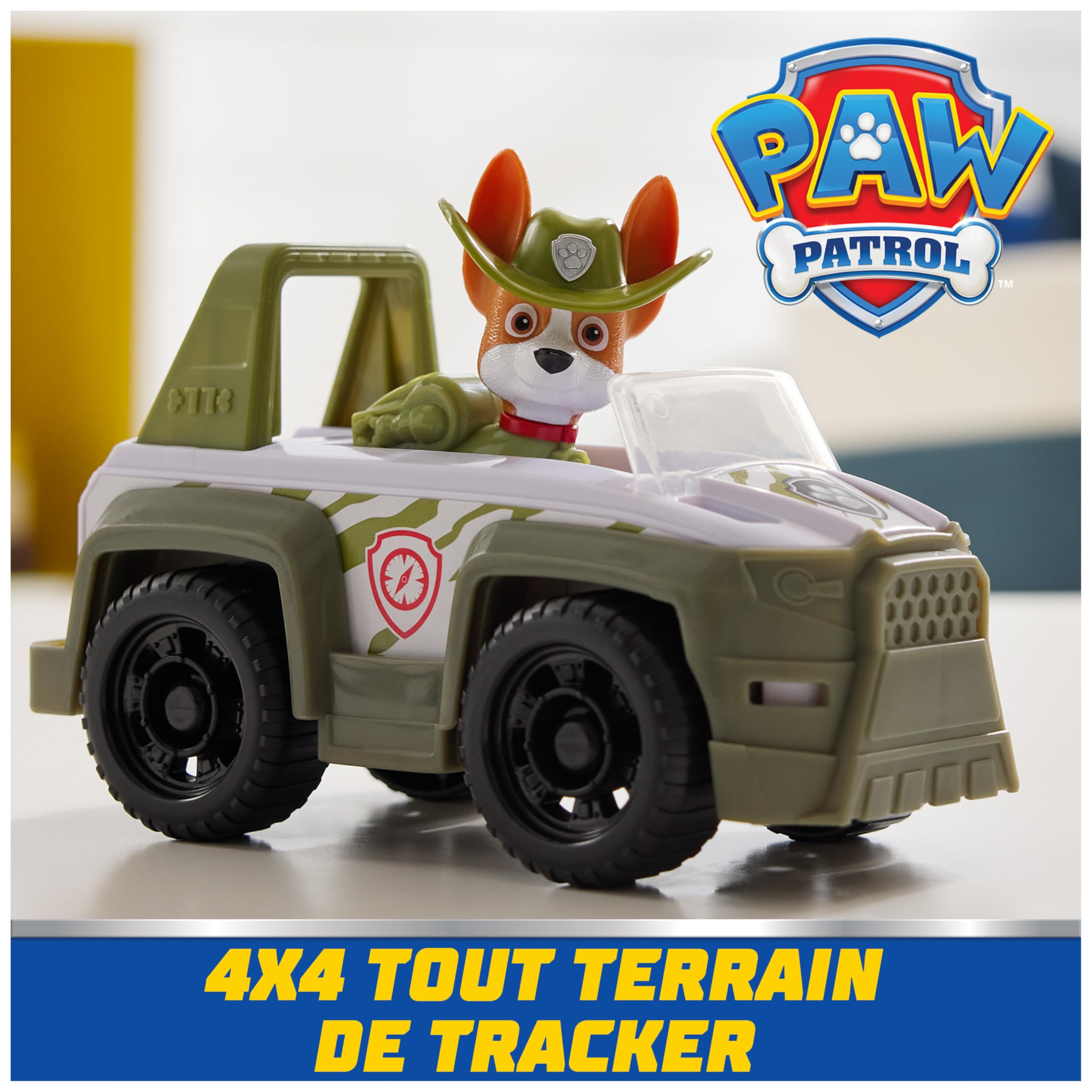 Paw Patrol - Pat Patrouille - Véhicule Figurine Tracker - Voiture Figurine À Collectionner - Pat Patrouille Véhicule - Plastique Recyclé - Voiture Enfant - Jouet Enfant 3 Ans Et + - 3