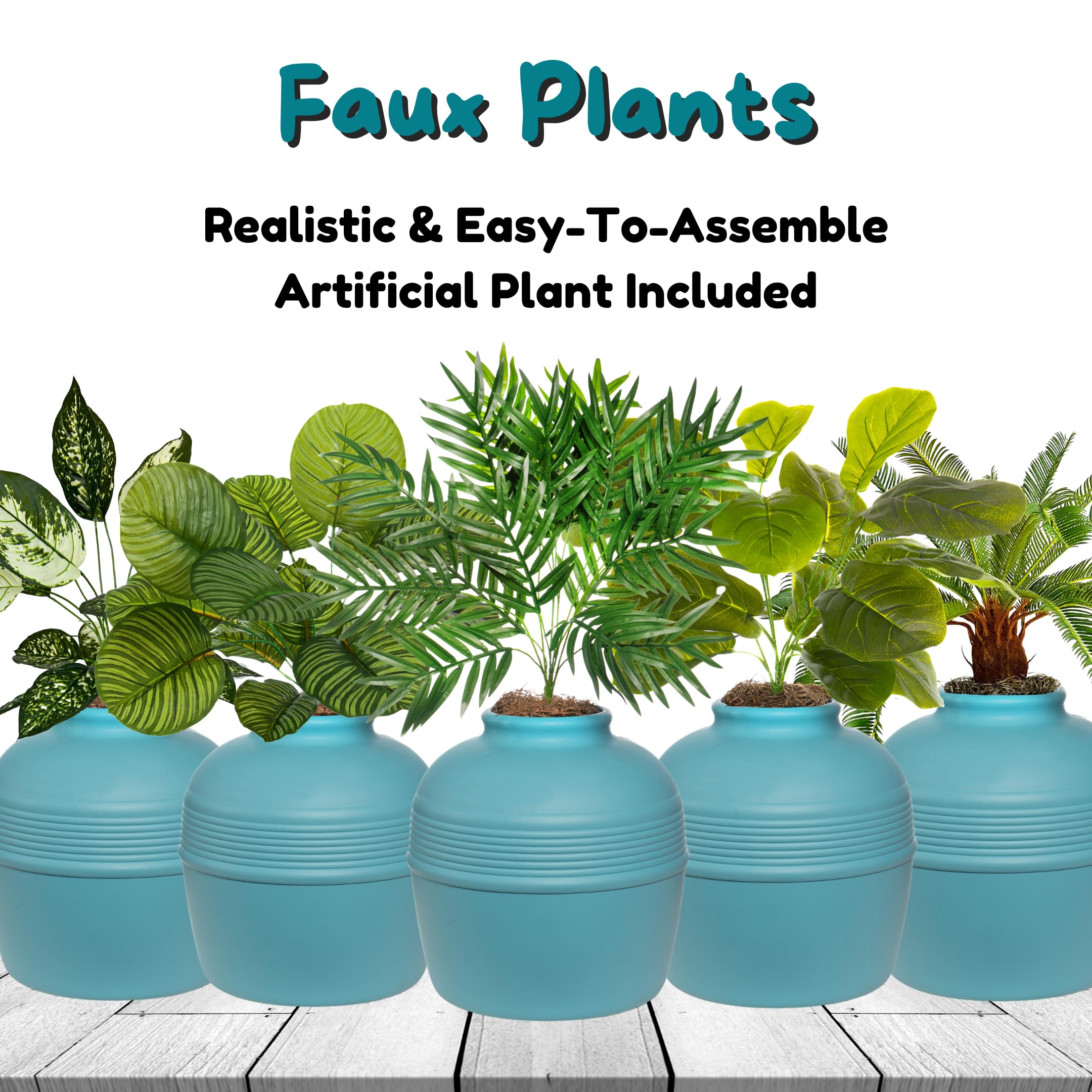 Good Pet Stuff zestaw podstawowy okrągłej ukrytej kociej kuwety w kształcie plantera ze sztuczną rośliną, wentylowany system filtrów węglowych z kapturem do kontroli zapachów, łatwy do czyszczenia,