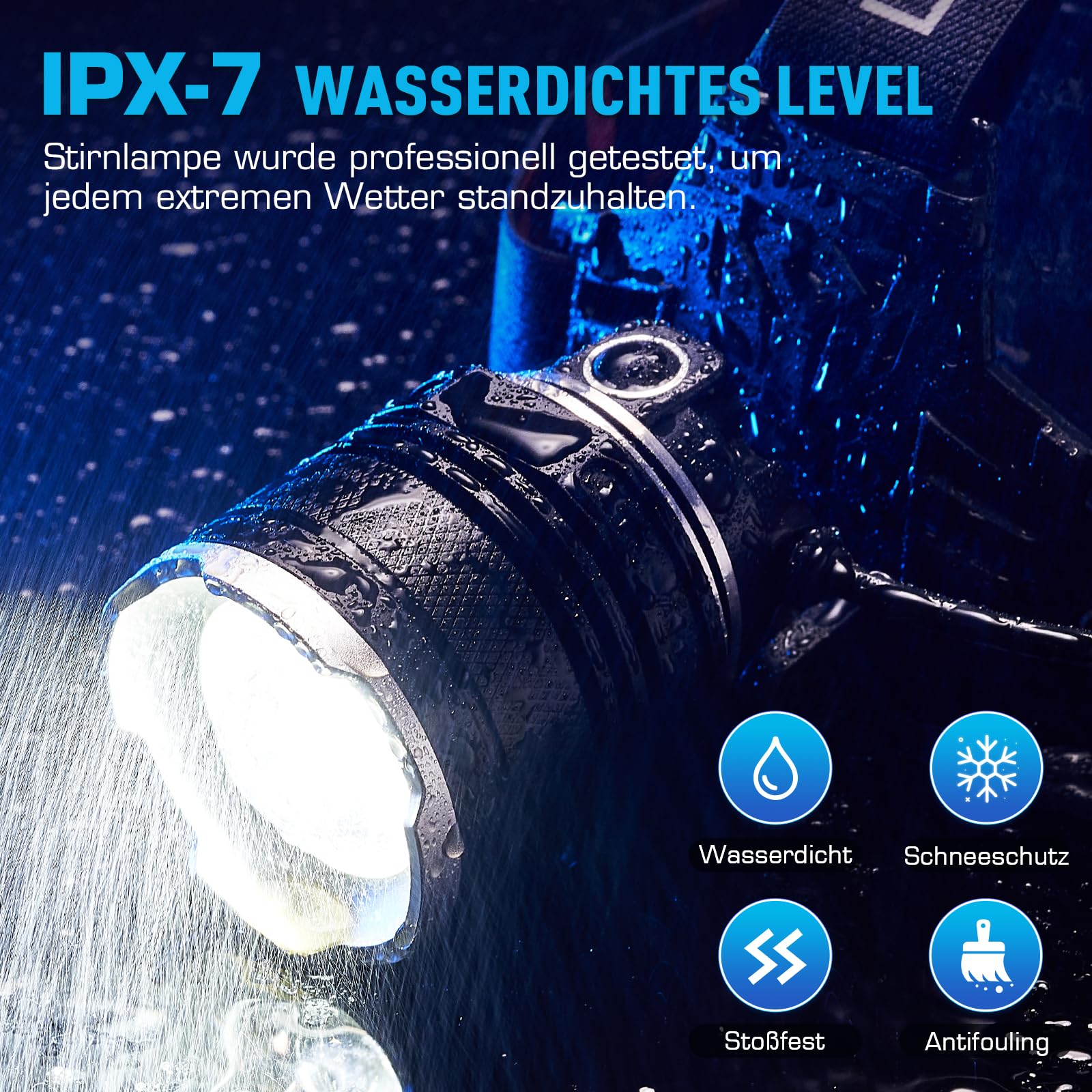 SIDARK Stirnlampe Led Wiederaufladbar，Superhell 120000 LUX Kopflampe Stirnlampe mit 8 Lichtmodi & 9000mAh Grosse Kapazität AKKU & IPX7 Wasserdichte & 90° Kopflampe Für Outdoor Camping