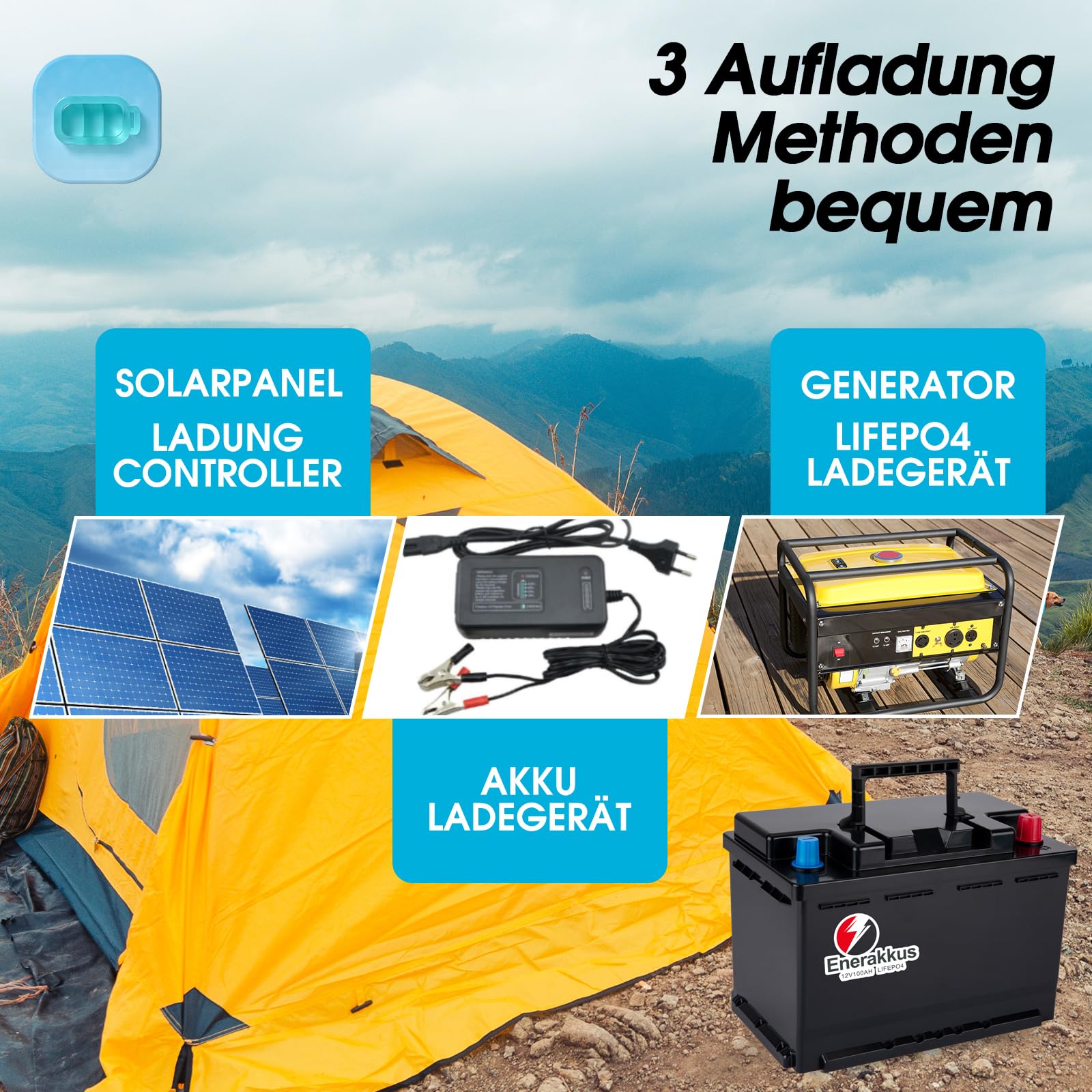 Batteria al litio LiFePO4 da 100 Ah 12 V, 100 Ah con batteria al litio integrata da 100 ABMS, batteria adatta per motore a traina, batterie solari, camper