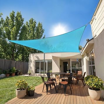 Rectangle 8 x 10 Turquoise Sun Shade Sail Canopy Awning for Patio Backyard Lawn Garden Outdoor Activities Grade UV Block Mesh Netting, We Can Make Custom Sizes