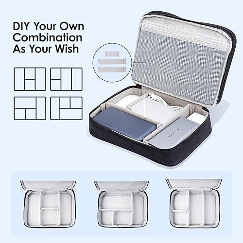 Miniatura 3 de LENTION Bolsa organizadora de cables para artículos electrónicos, organizador de cables de viaje, impermeable, doble capa, bolsa de almacenamiento