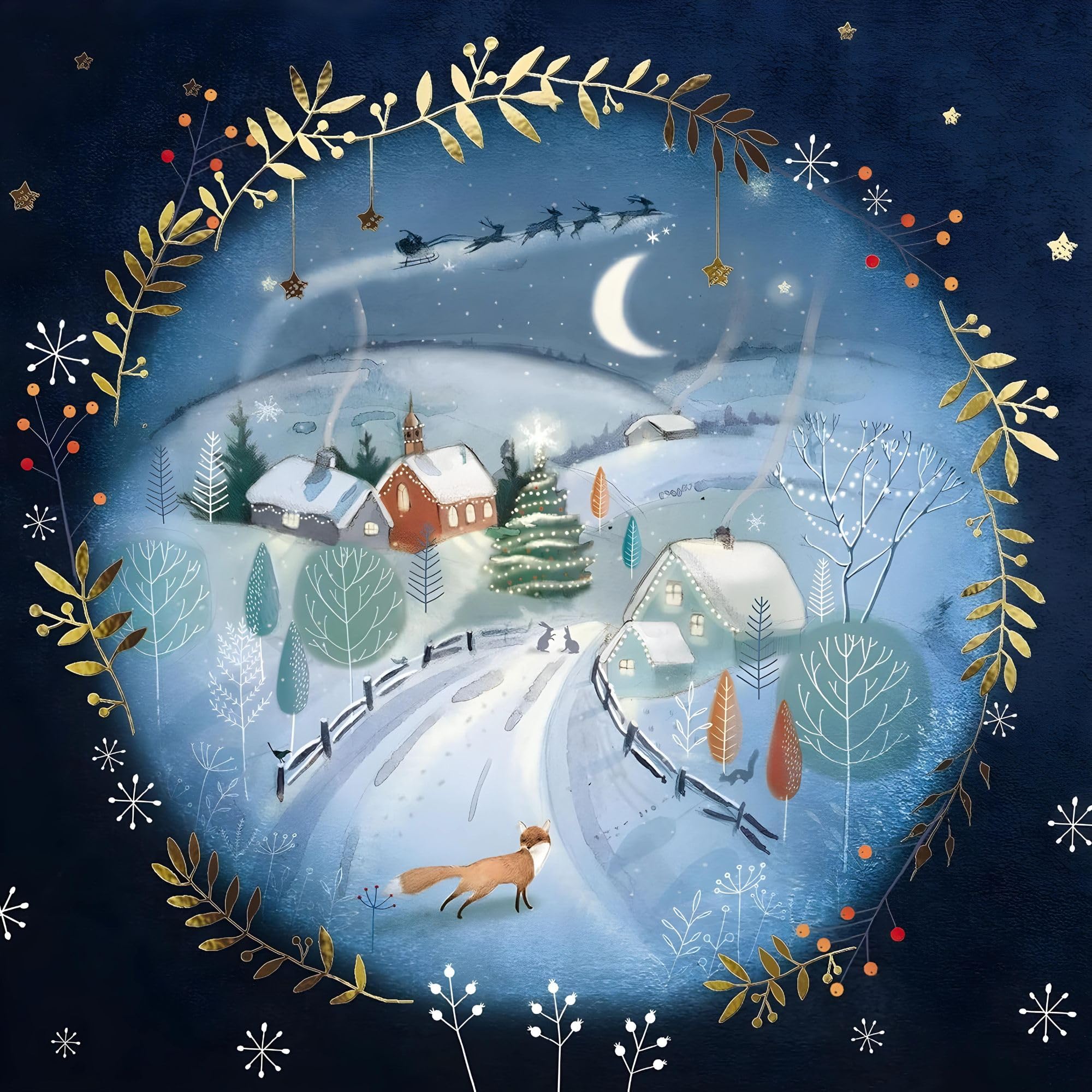 GBCC Charity Christmas Cards, Pack of 6 Premium Christmas Greeting Cards with Envelopes, Festive Winter Scene