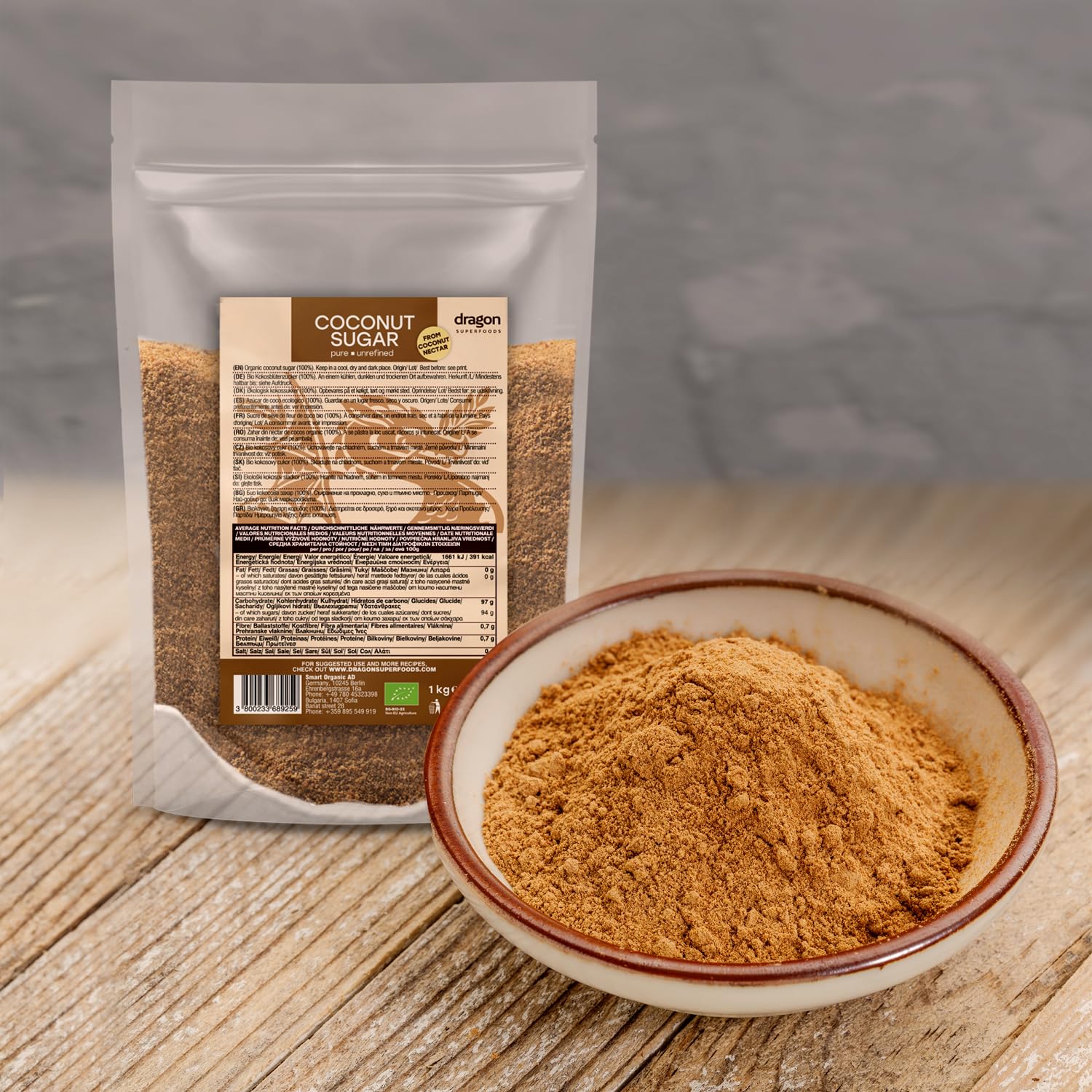 Dragon Superfoods Azúcar de Coco Orgánico Bio Vegano Sin Gluten 1kg