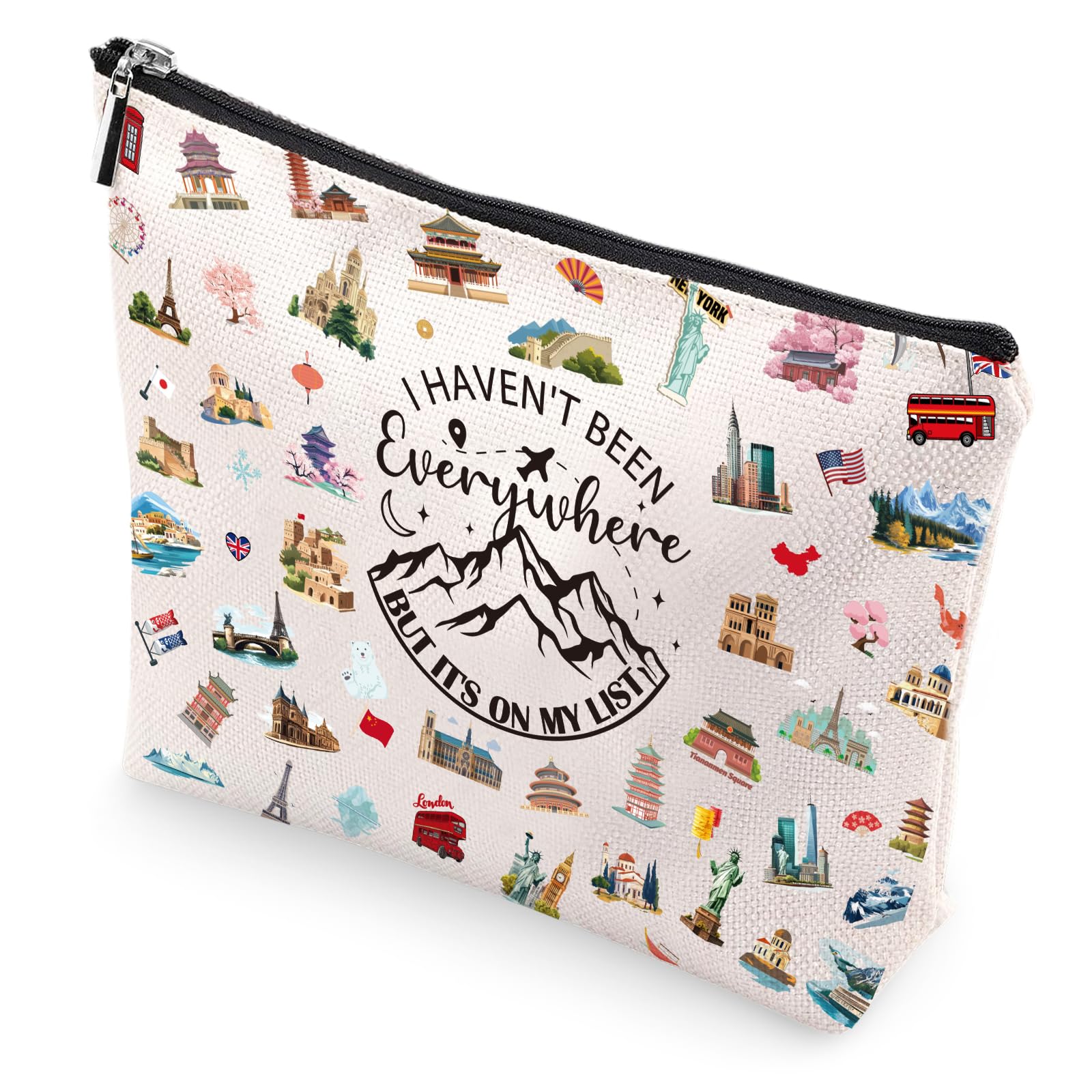 VeloKomo Travel Gift Makeup Bag - Portable Traveling Cosmetic Bags Gifts for Travelers Women Friends Trip Lovers Souvenirs Waterproof Toiletry