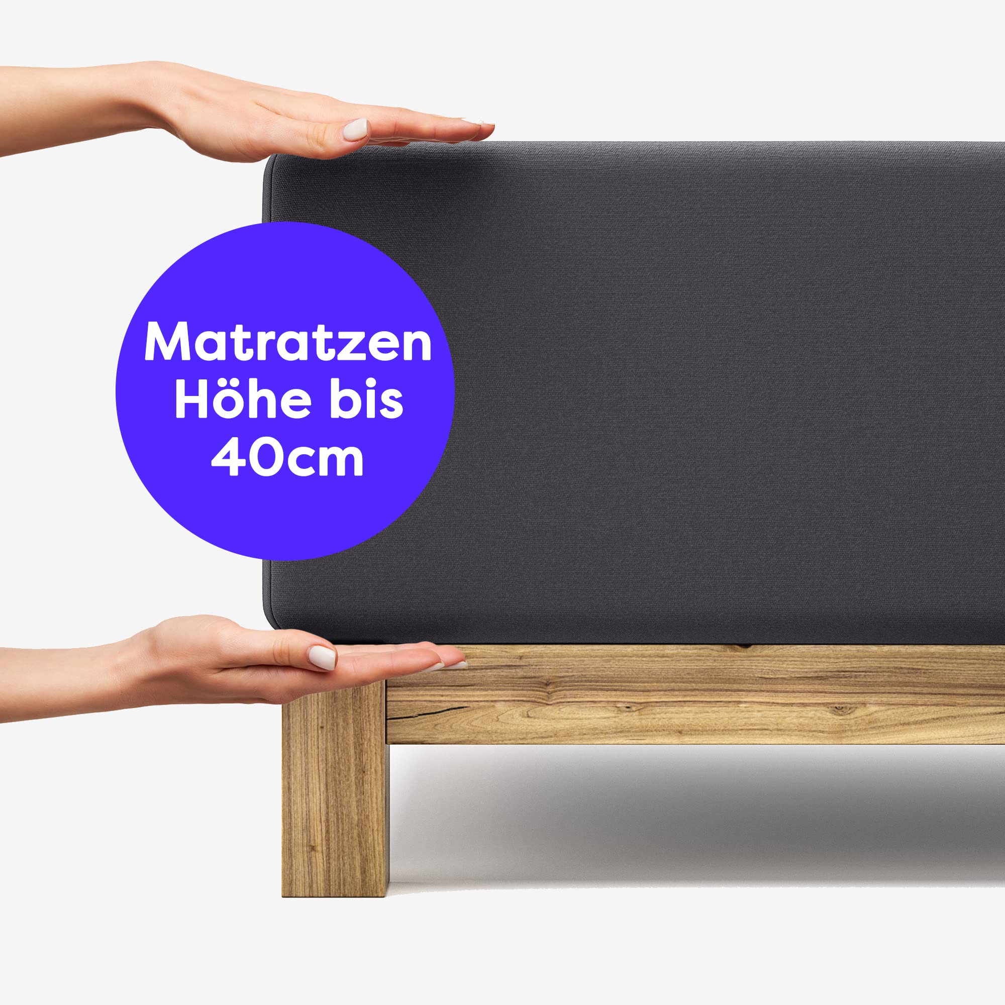 Wolkenfeld Spannbettlaken 200x220cm – 220x240cm – Premium Jersey Baumwolle mit 5% Lycra – Faltenfreies Bettlaken für hohe Matratzen bis 40 cm – Atmungsaktiv & Oeko-TEX Zertifiziert – Anthrazit
