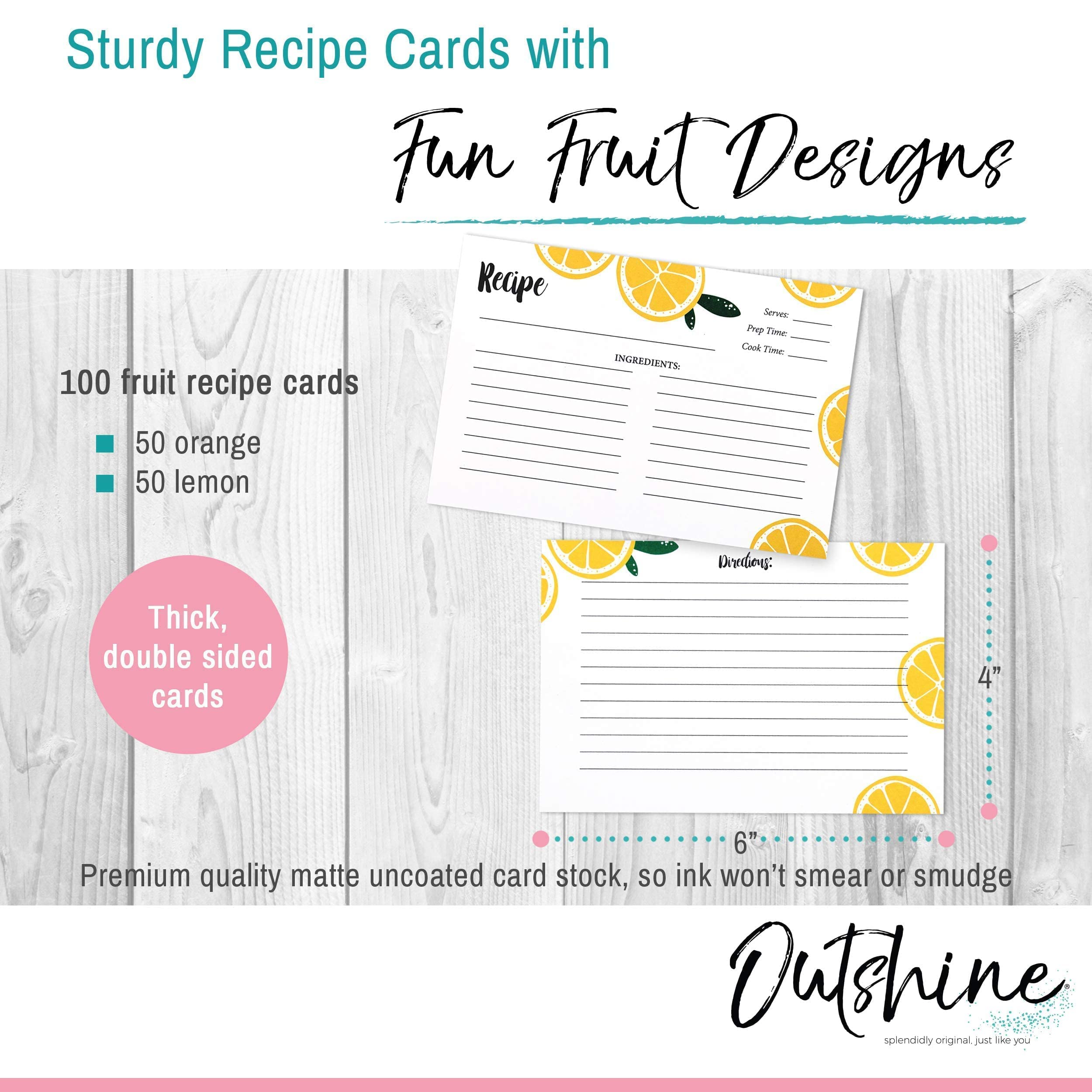 Outshine Brown Wooden Recipe Box with Cards and Dividers Farmhouse Wood Recipe Card Box