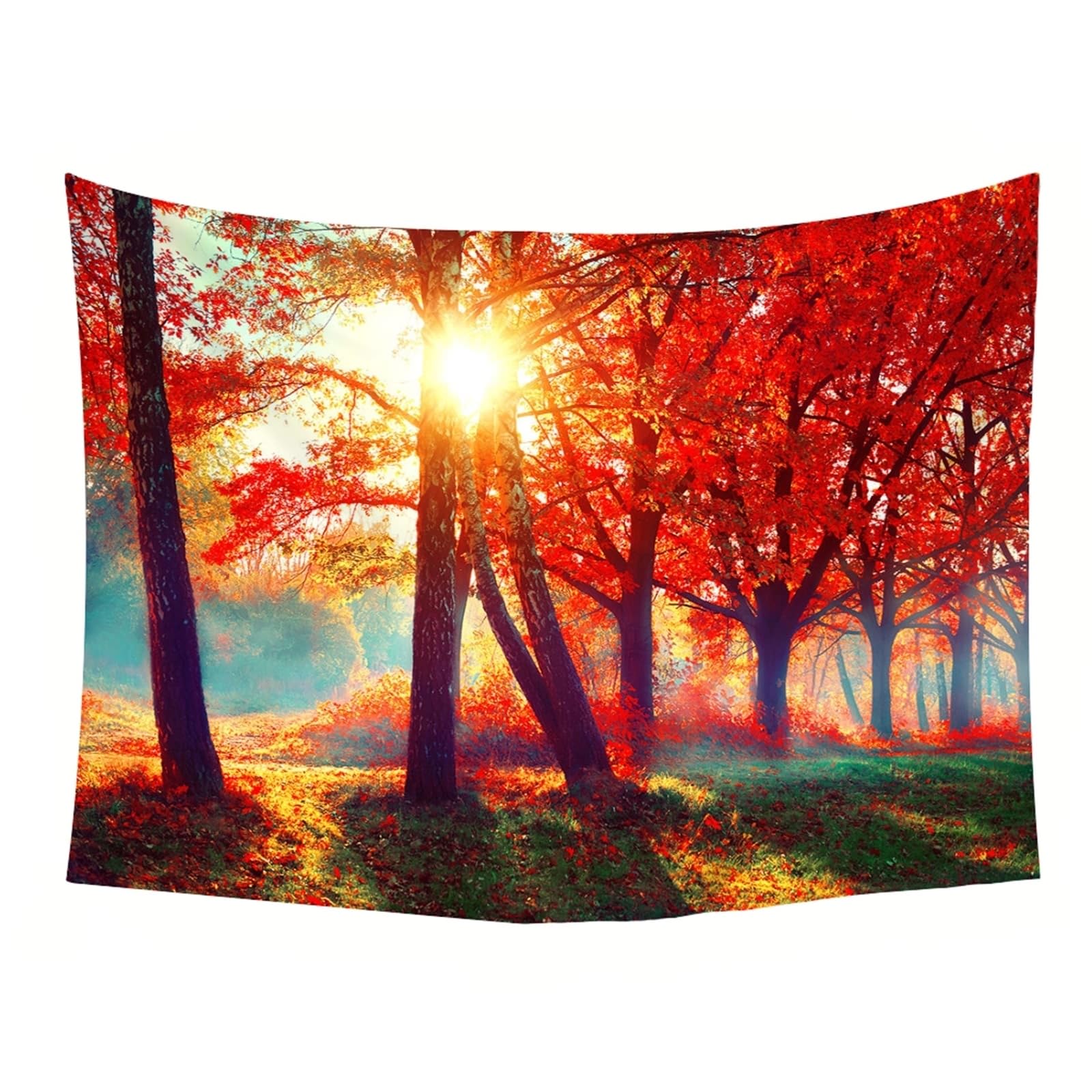 Tapisserie Rot, Polyester Wand Teppich Naturbaum Wandteppich 200x200cm