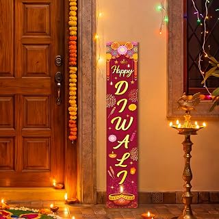 Vicenpal Diwali Porch Sign Decor Deepavali Toran Indian Welcome Porch Decor | Diwali Front Door Outdoor Decor, Diwali Wooden Decor Stand Sign, Indian Festival Celebration Gifts Supplies Decorations