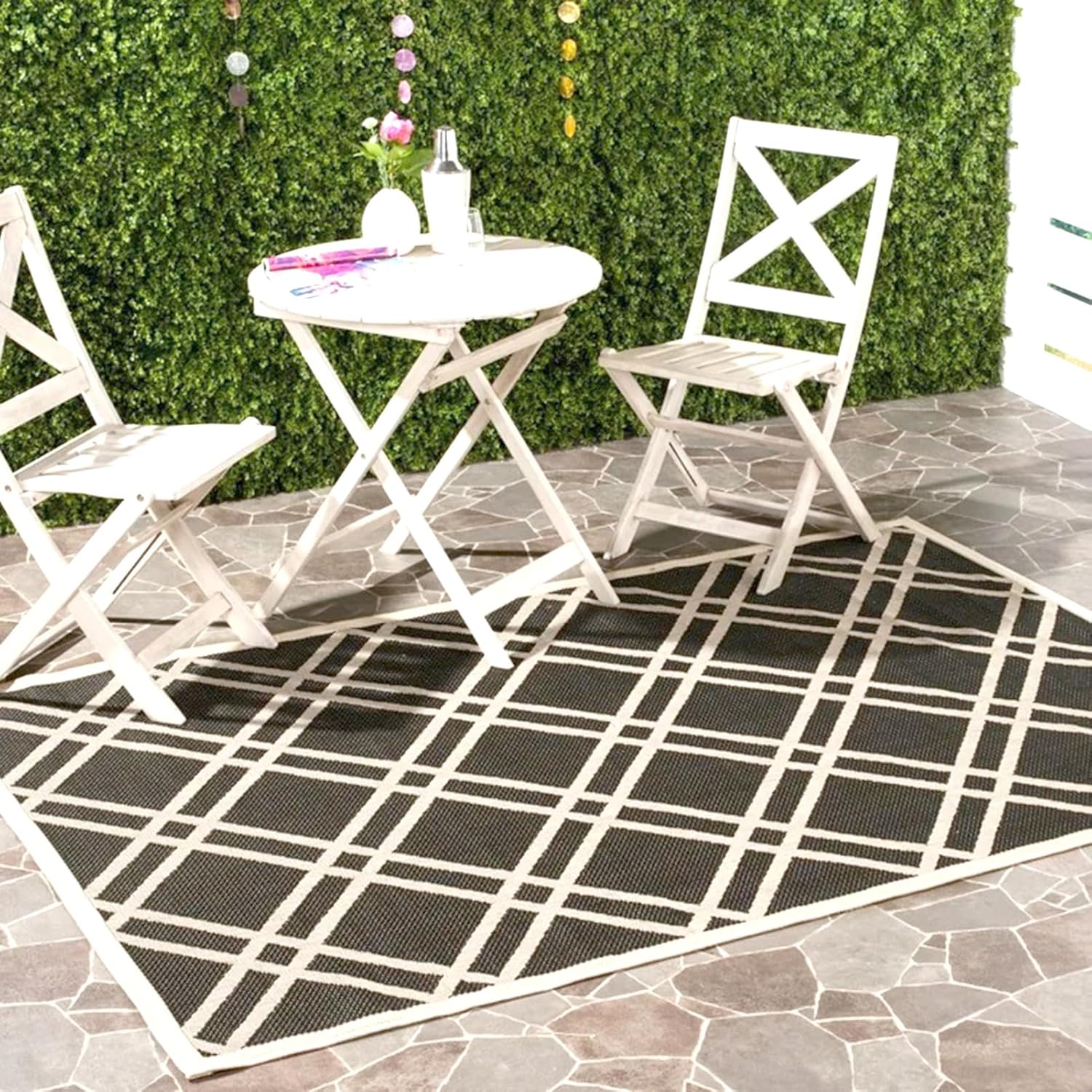 Garden Rugs Outdoor Waterproof 200 X 300 Extra Large, Outdoor Rugs for Garden Waterproof Rectangle, Outside Carpet for Patio Wood Deck Features Geometric Motifs, Anti-Slide Indoor Outdoor Rugs