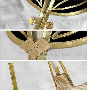 Men Regulus Corneas Cosplay Costume White Robe with Gold Trim Outfit Set with Earrings Halloween Uniform