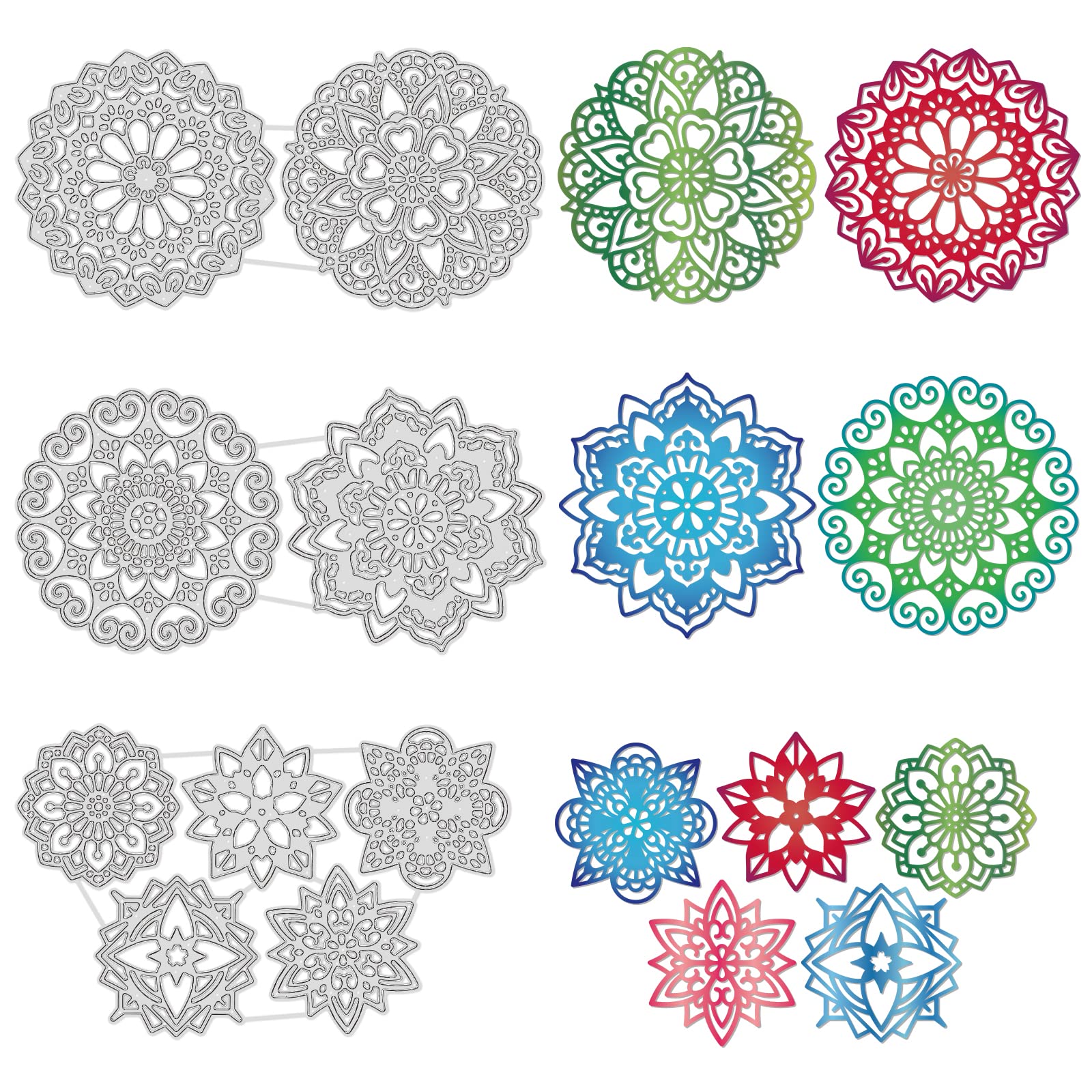 GLOBLELAND Matrices De Découpe Mandala Fleurs Gaufrage Modèle Moule En Acier Au Carbone Découpes Plante Gaufrage Moule Pour Scrapbooking Carte DIY Artisanat Décoration
