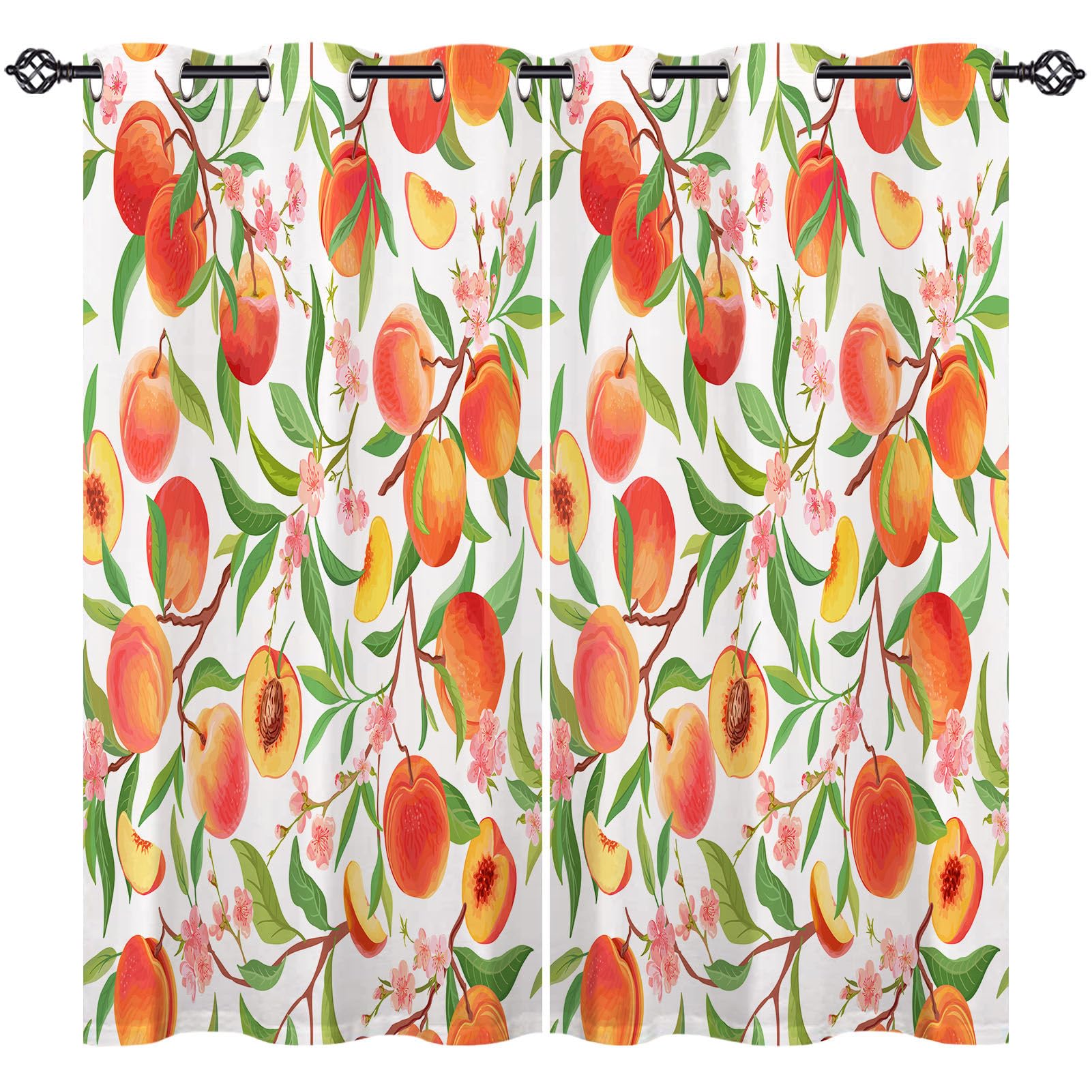 ANHOPE Watercolor Peach Thermal Blackout Curtains 2 Panels W 55" x L 69" — image 1