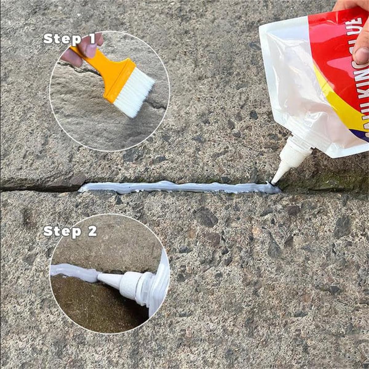 Scellant de réparation imperméable pour fissures de béton, adhésif imperméable pour réparation de fissures 500g, ciment liquide pour remplissage de fissures et de trous gris (1 pièces)