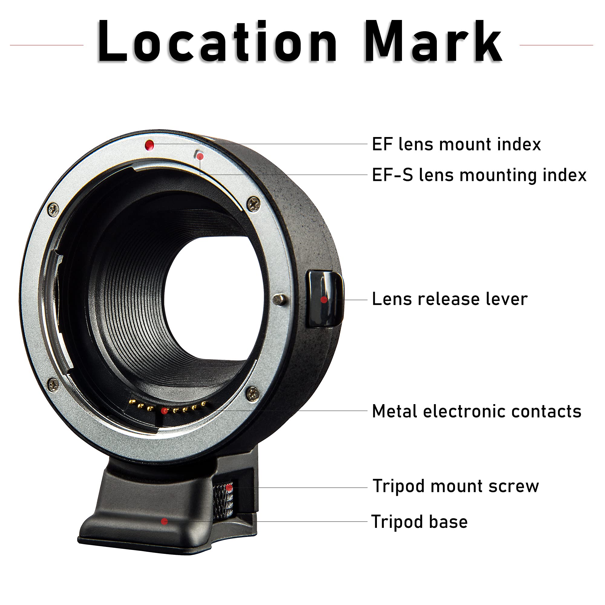 VILTROX EF-EOS M-Mount-Kamera-Adapter, Autofokus-Objektiv-Konverter Ring, EF-M Objektivadapter kompatibel mit Canon EF/EF-S Serie Objektiv/Canon EOS M Serie spiegellose Kamera EOS M1 M2 M3