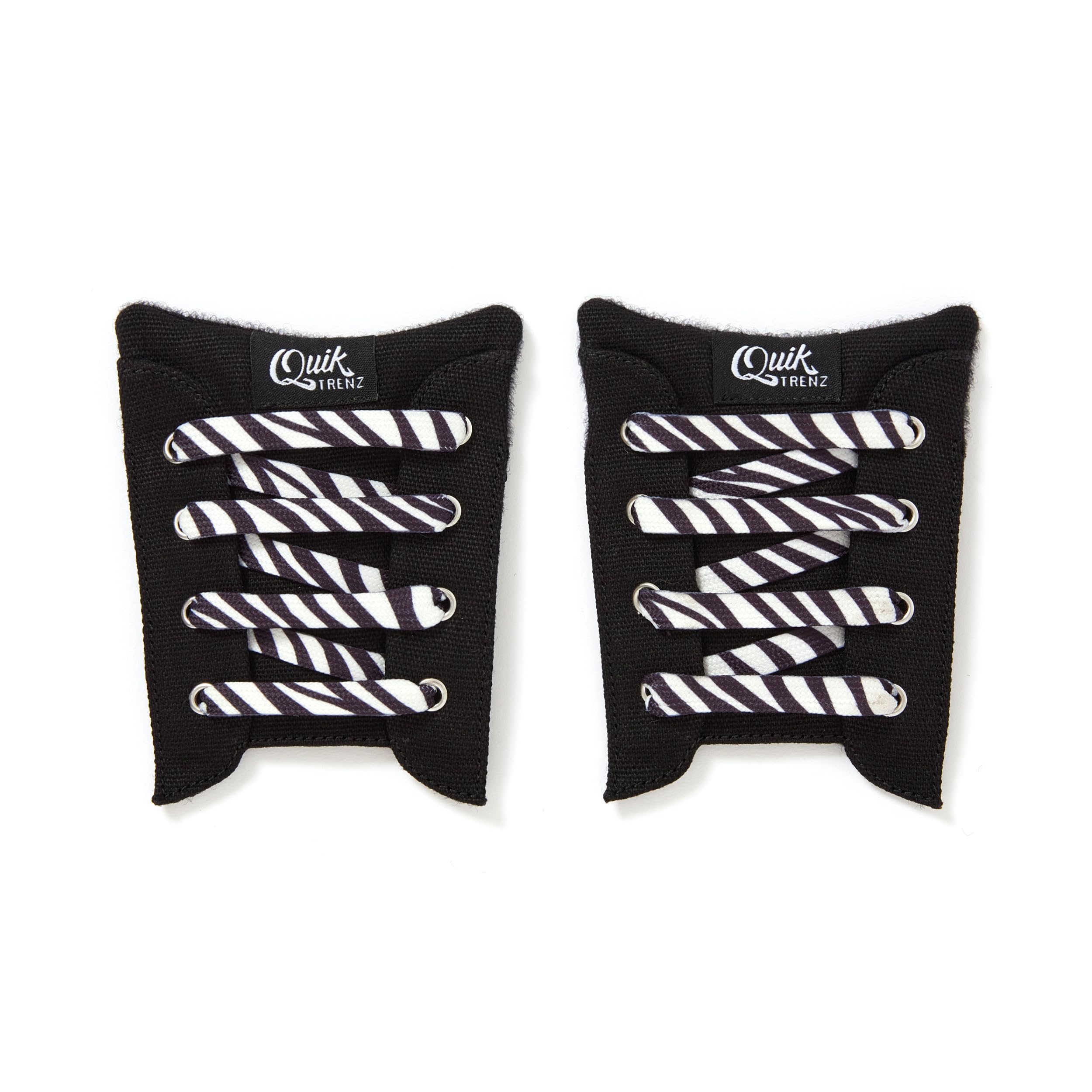 Quik Trenz Kids's Facings, Shoelaces Accessories (Black-Black&White Zebra, Medium (Sizes 4-6))