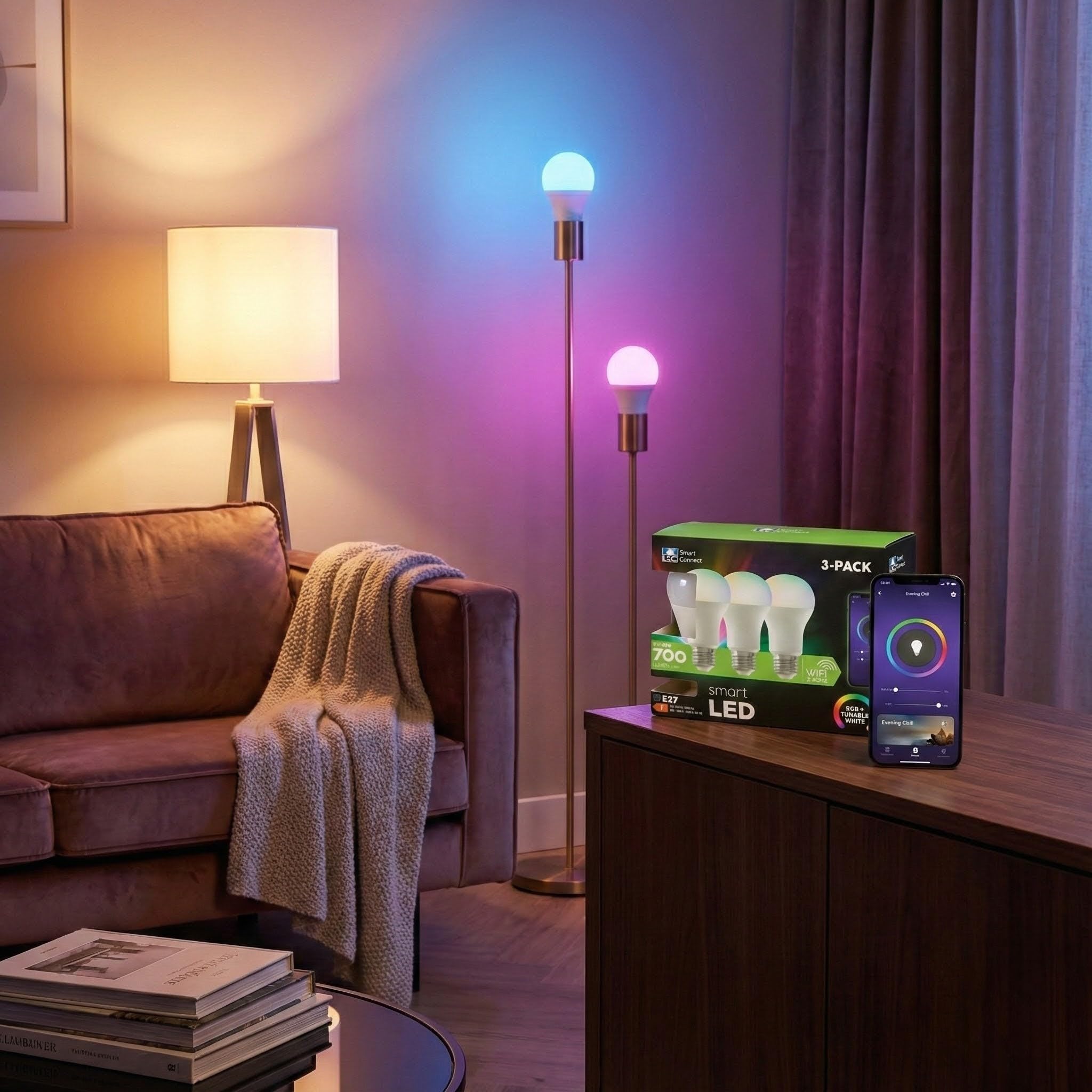 Générique Lot de 3 Ampoules LED Connectées E27 WiFi (A60) – RGB Multicolore + Blanc Variable (Chaud à Froid) – Compatible Alexa, Google Home & App – 9W 806lm Dimmable – Sans Hub Requis