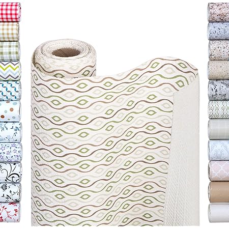 Smart Design Bonded Grip Shelf Liner - 12 Inch x 10 Feet - Non Adhesive, Strong Grip Bottom, Easy Clean Kitchen Drawer, Cabinet, Cupboard Dresser Protector Cover, Non Slip Rubber Mat - Olive Deco