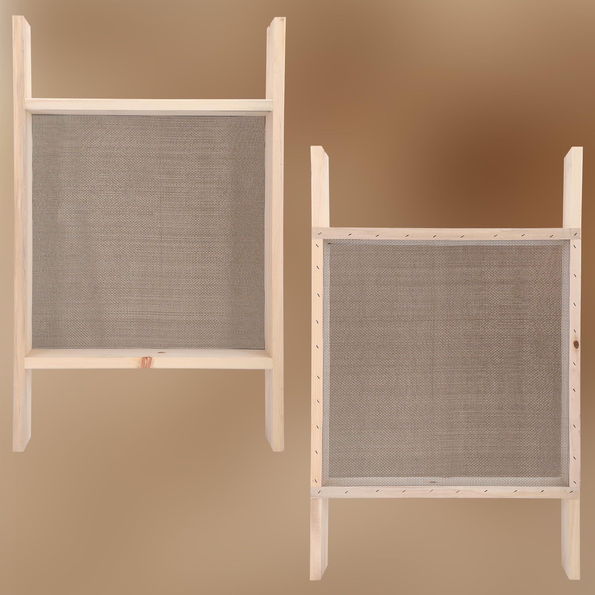 KOTARBAU® Cribas de Arena - Cedazo Arena - 2 x 2 mm - Tamizador Tierra - Acero y Madera - 80x50 cm - Negro Natural - Criba de Paso - Robusto Cedazo para Tierra