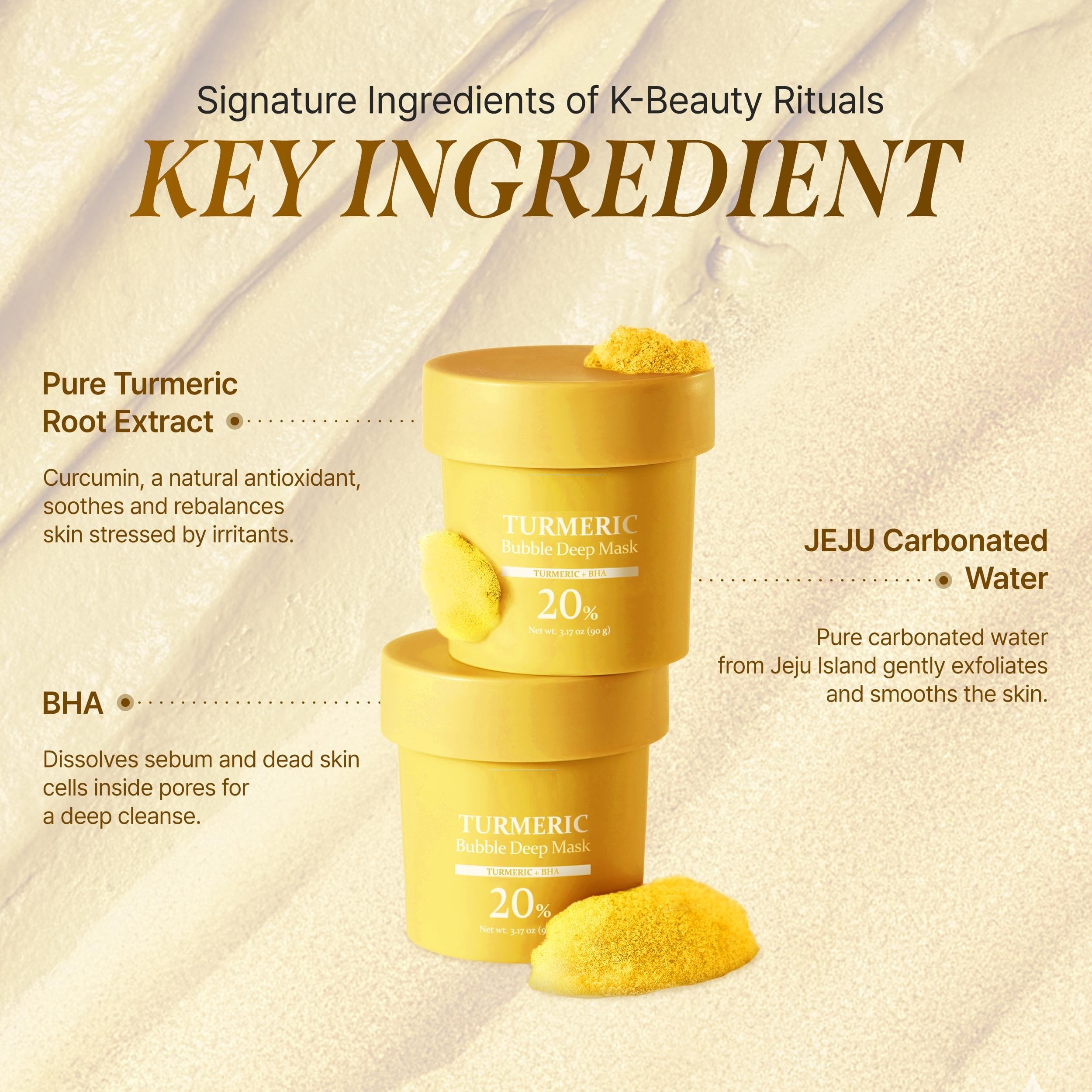 Mascarilla limpiadora de burbujas con cúrcuma (90 g) – Limpieza profunda con AHA y ácido salicílico; calma el enrojecimiento, ilumina el rostro y equilibra la grasa (mascarilla de enjuague)