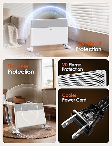 Miniatura 7 de Ballu Calentador de espacio de panel de convección para habitación grande, calentador eléctrico de 1500 W con termostato programable, control de