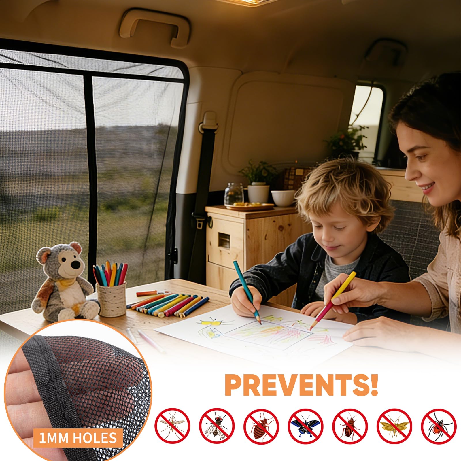Zanzariera Magnetica per VW T5 T6 Porta Scorrevole, Rete Anti-Insetti e Protezione Solare per Campeggio