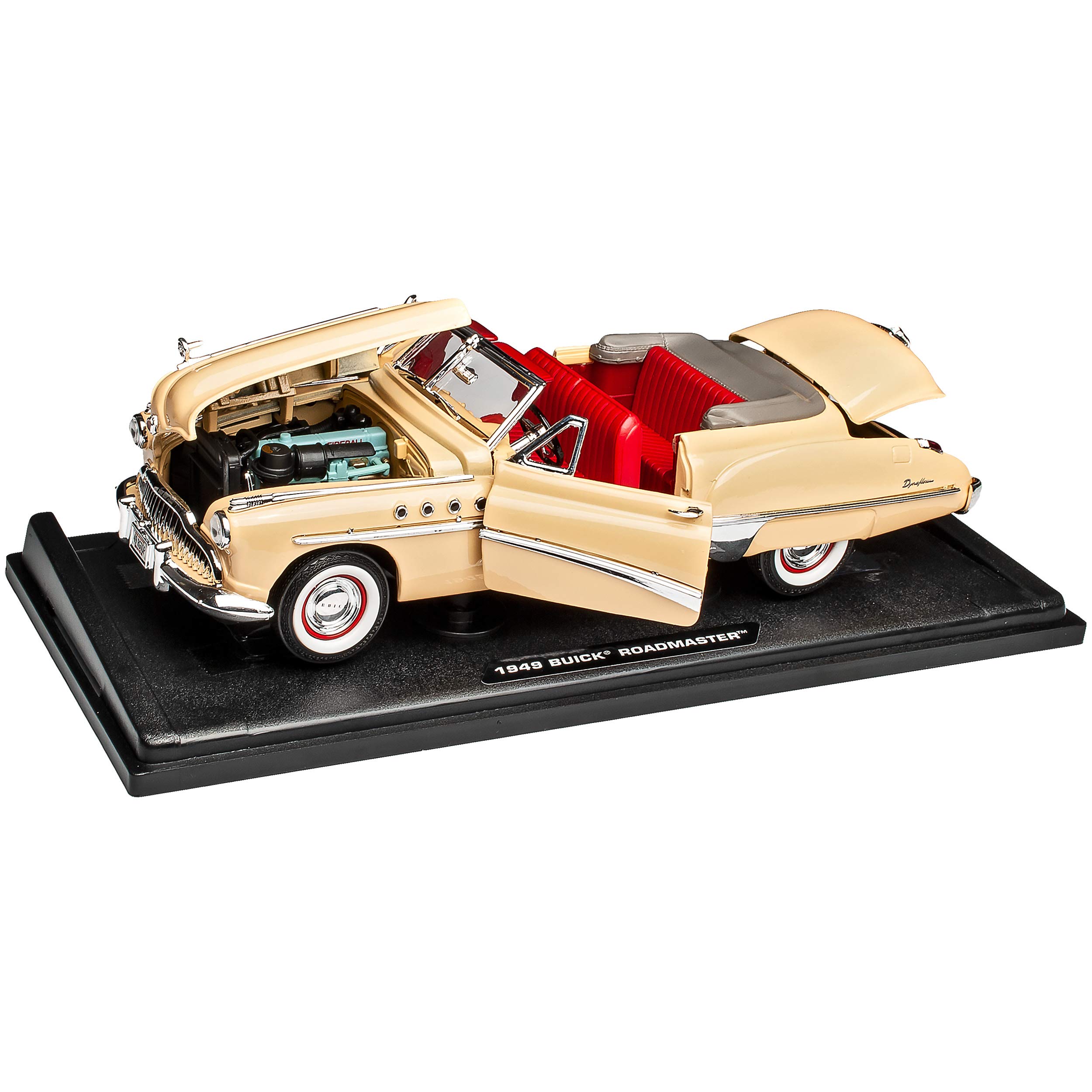 Motormax Bui-ck Roadmaster Cabrio 1949 Beige Oldtimer 1/18 Modell Auto mit individiuellem Wunschkennzeichen