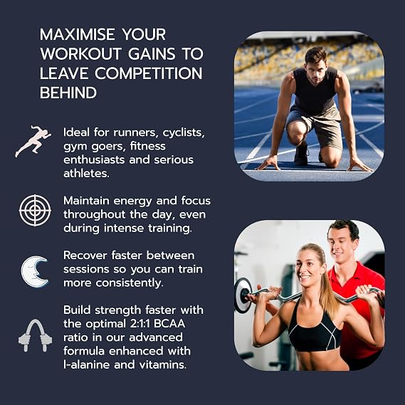 BCAA Tablets 120 - Branched Chain Amino Acids Enhanced with L-Alanine | Sports Performance, Energy & Recovery | 3000mg Amino Acids per Serving, 30 Servings
