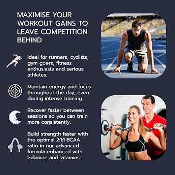 BCAA Tablets 120 - Branched Chain Amino Acids Enhanced with L-Alanine | Sports Performance, Energy & Recovery | 3000mg Amino Acids per Serving, 30 Servings