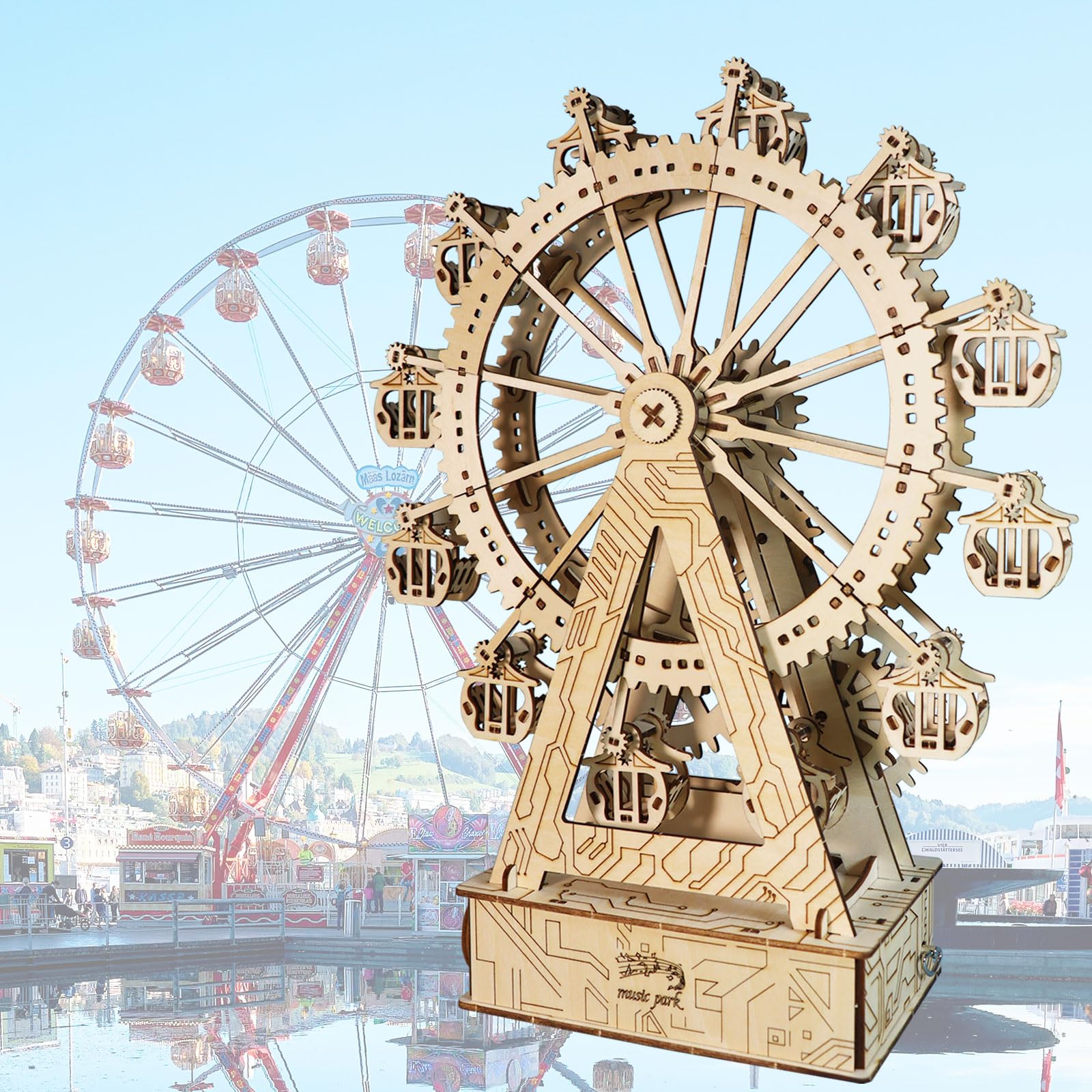Music Park Puzzle 3D Legno Ruota Panoramica Steampunk - Kit Fai Da Te Creativo Adulti Con Carillon, Passatempo Per Adulti, Regalo Di Compleanno