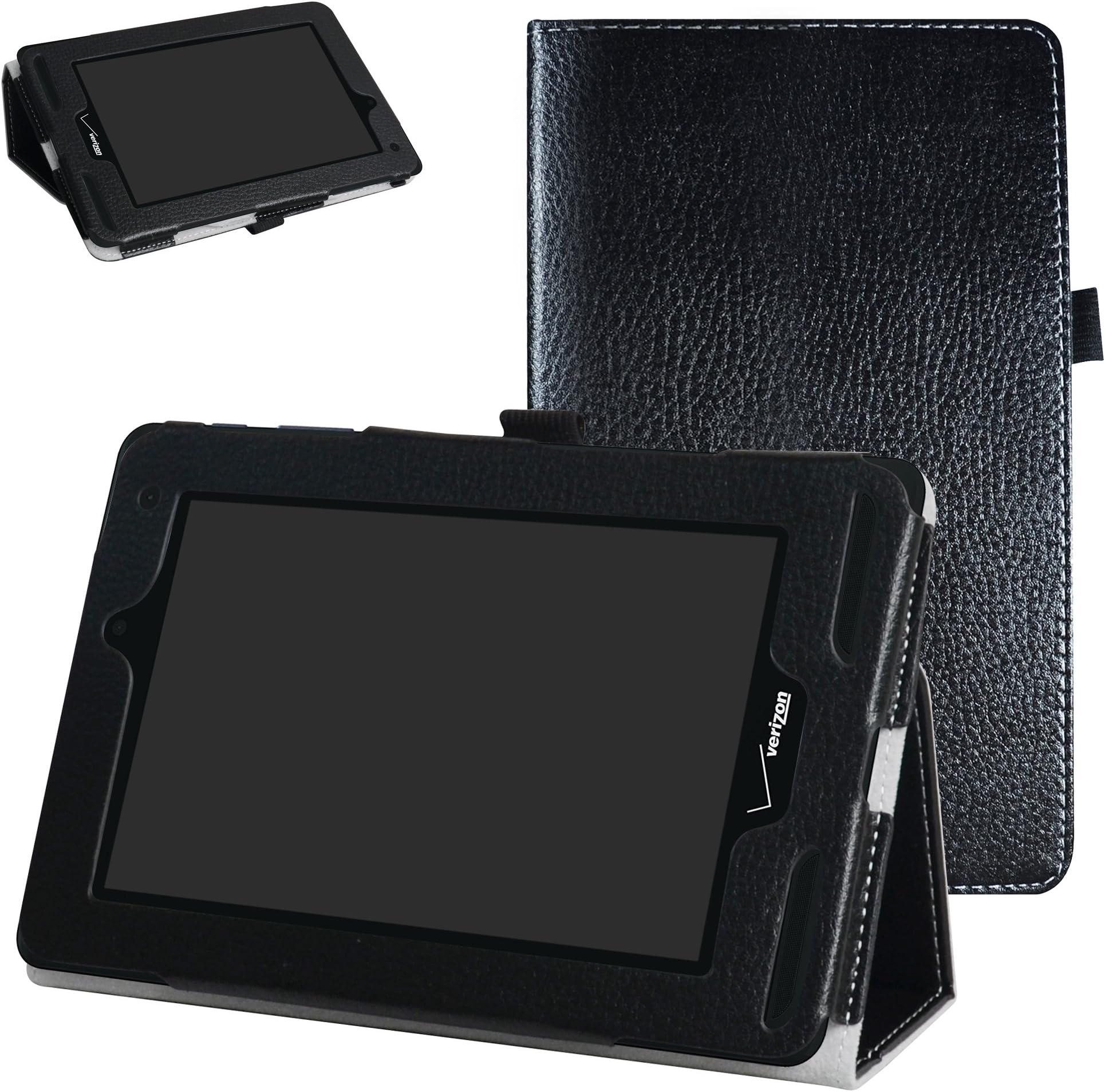 Mama Mouth for Verizon Ellipsis 7 4g LTE Case,Slim Folio 2-Folding Stand Case Cover for 7" Verizon Ellipsis 7 4g LTE Tablet,Black
