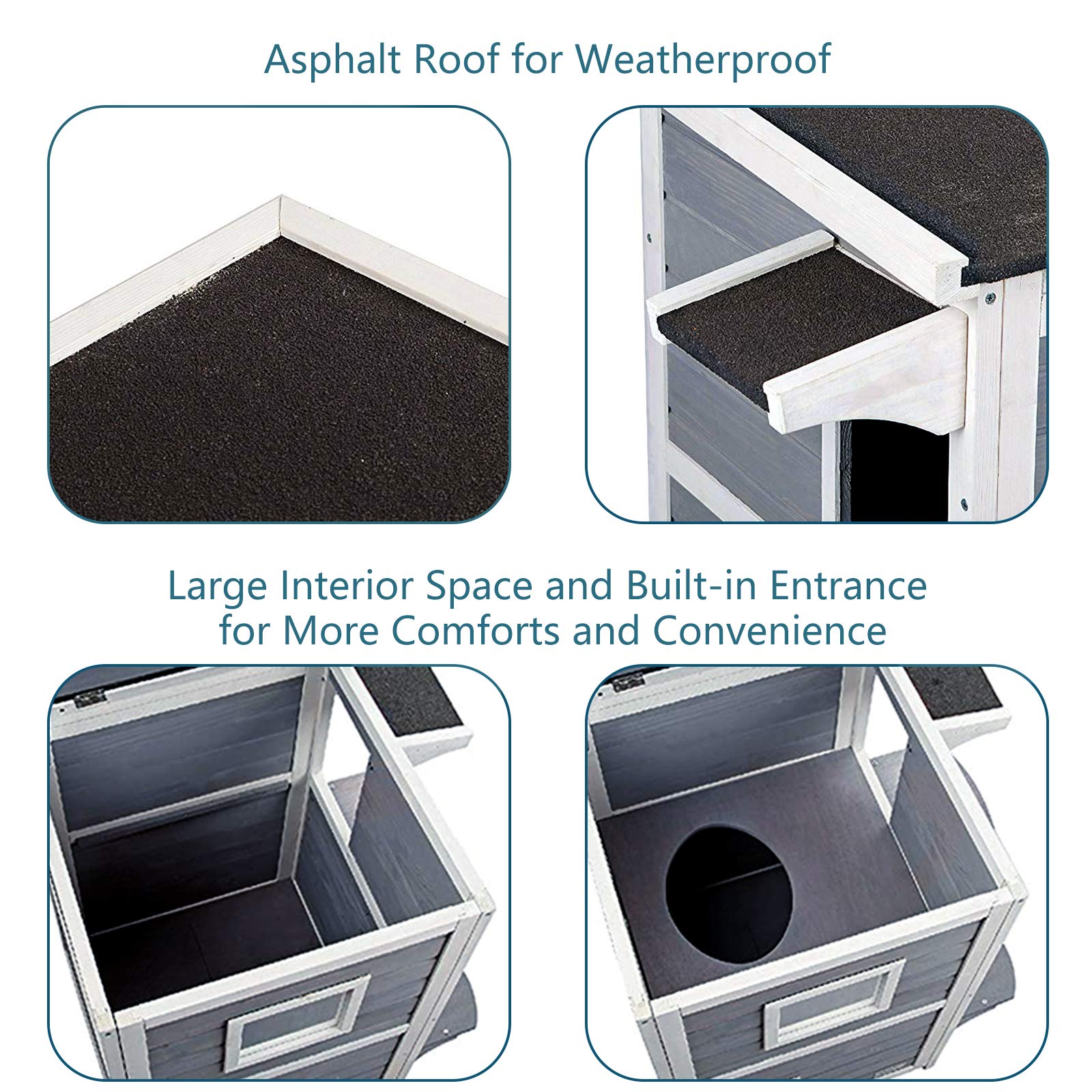 Petsfit Outdoor Cat House for Winter, 2Story Cat House Outdoor Weatherproof for Outside Garden