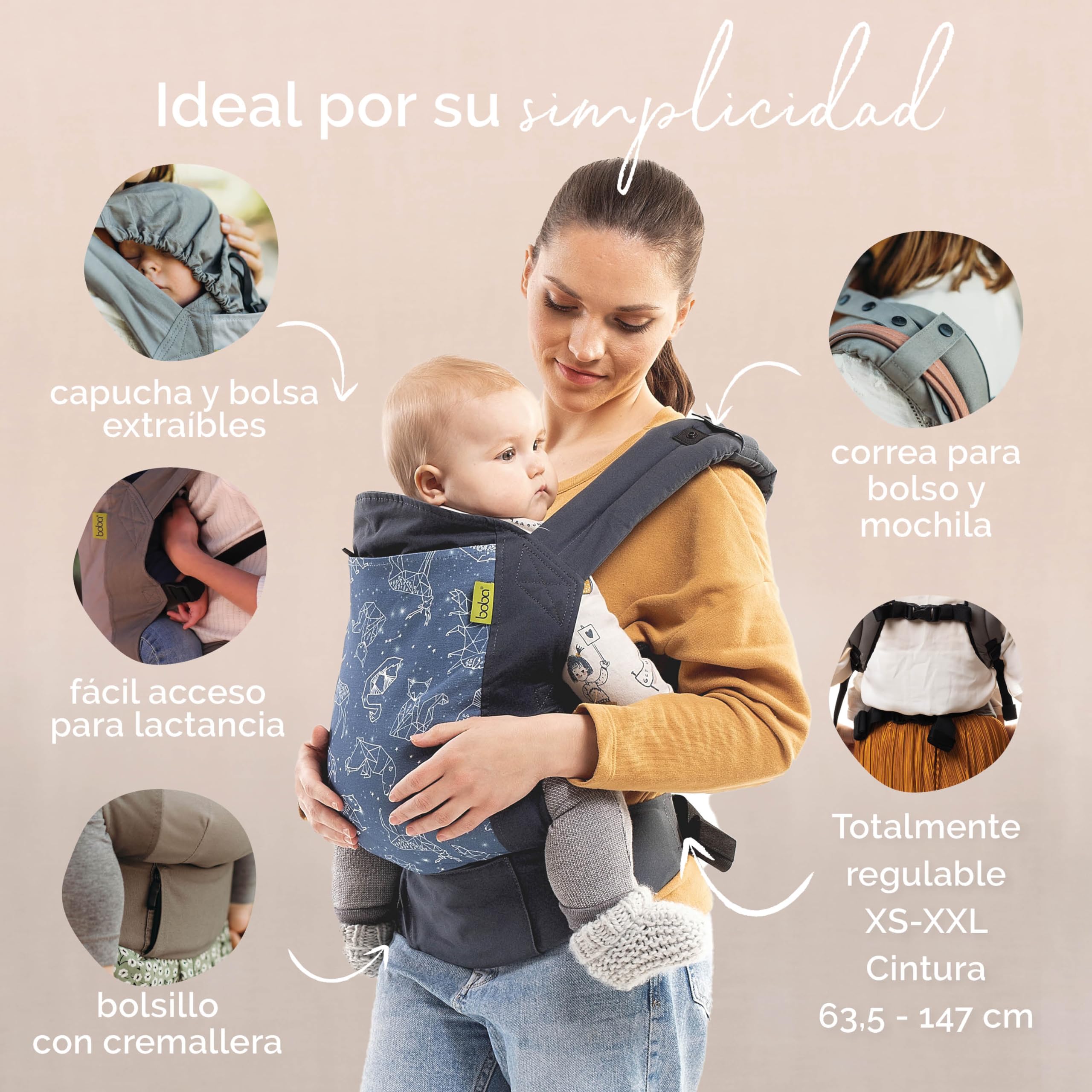 Boba X Mochila Portabebés, Porta Bebés Recién Nacidos y Niños Pequeños, Mochila de Porteo para Bebé, Marsupio de Bebé Ajustable, Portabebés Ergonómico, Portabebés para Peques de 3-20 kg