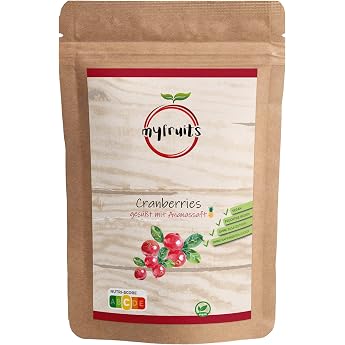 myfruits Dried Cranberries with Pineapple Juice 1 kg No Refined Sugar Dried Fruits for Snacking or Salads