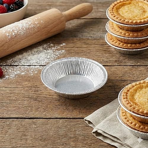 Miniatura 3 de The Baker Celebrations Moldes desechables de papel de aluminio para hornear de 4-1/4 pulgadas, moldes para tartas, sartén pequeña, fabricados en