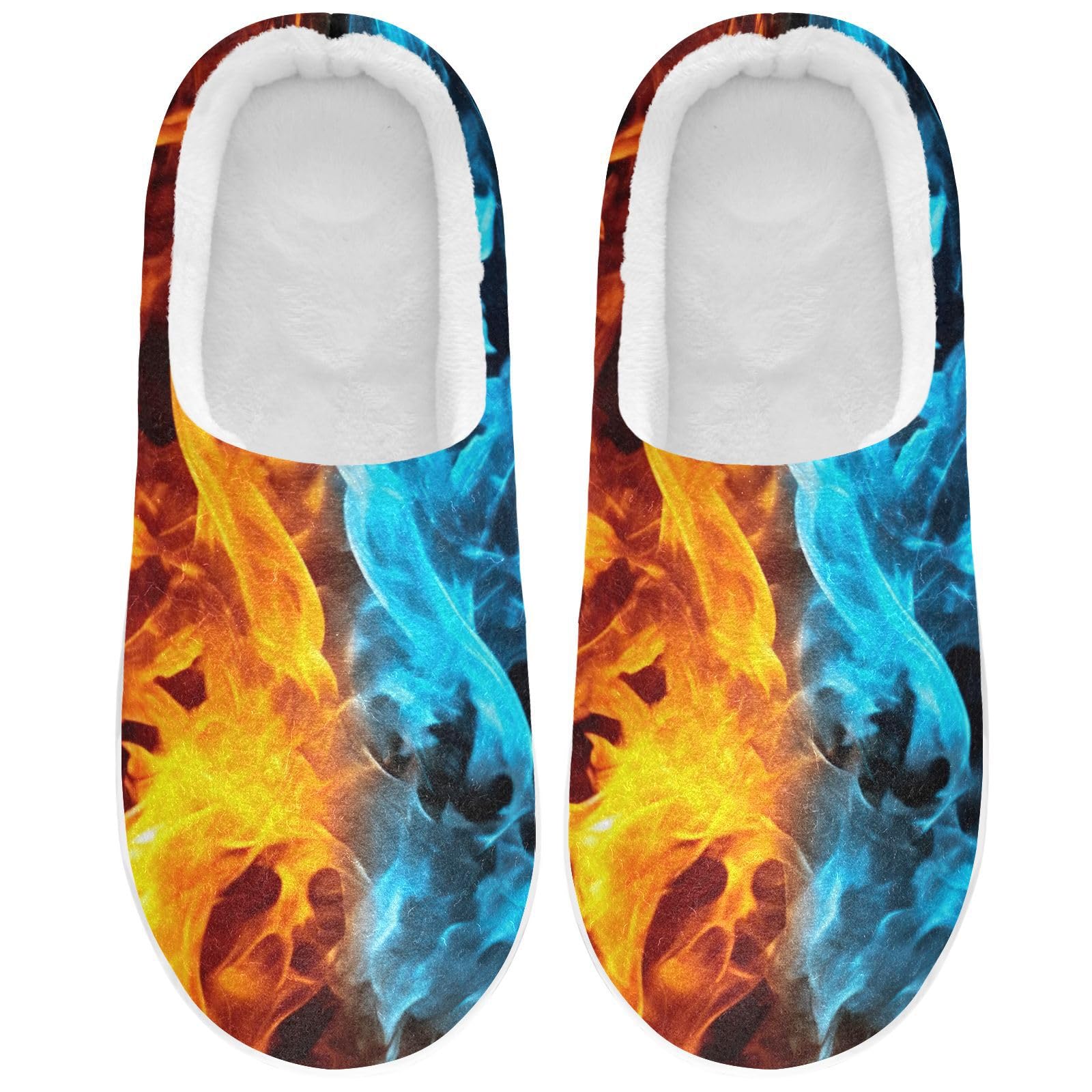 UMIRIKO Fire Water Flame Dragon Animal Slippers for Women Men Indoor Slippers Memory Foam Fuzzy Slippers House Shoes for Indoor Outdoor Size 6/7