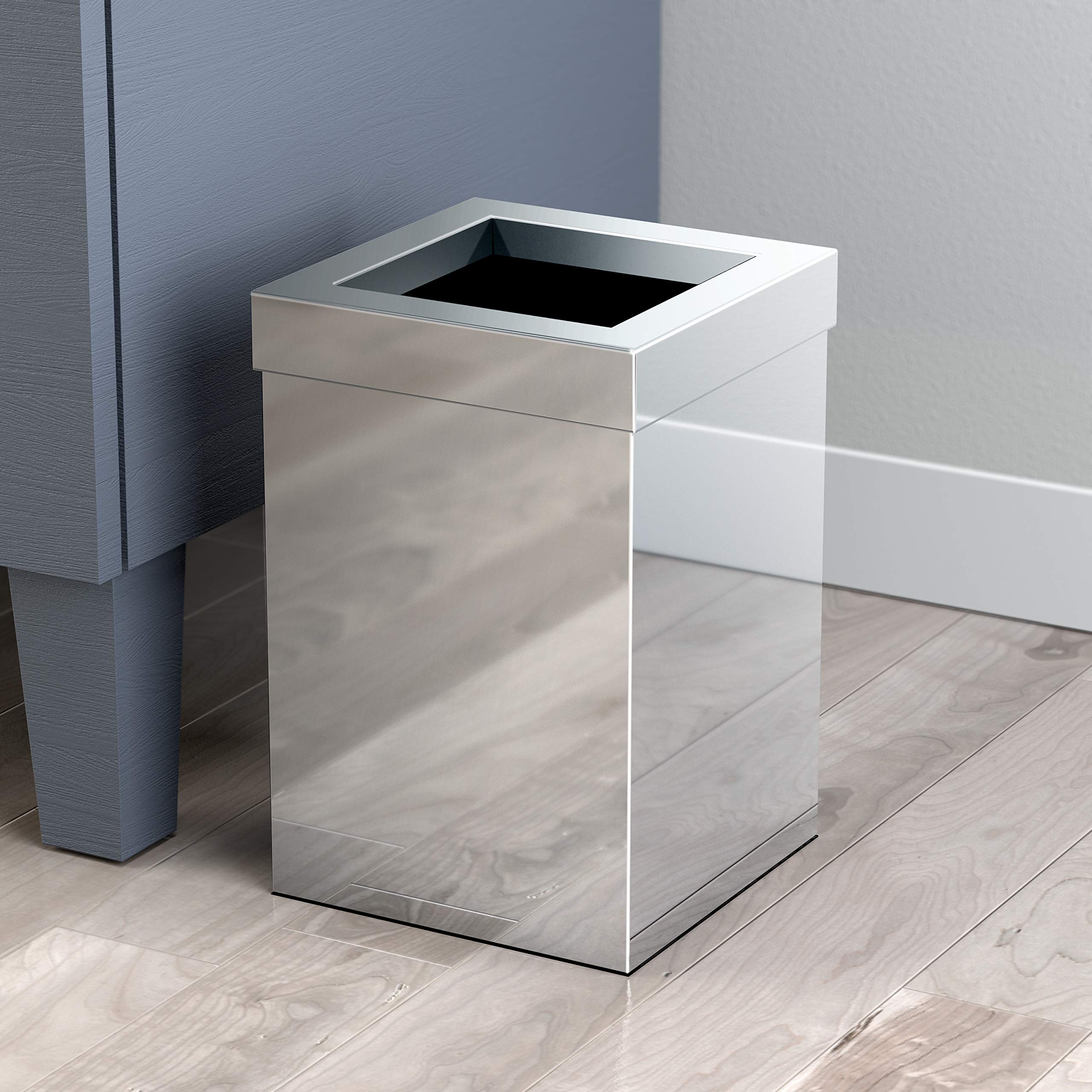 Gatco 1913, Modern Square Waste Basket, Chrome