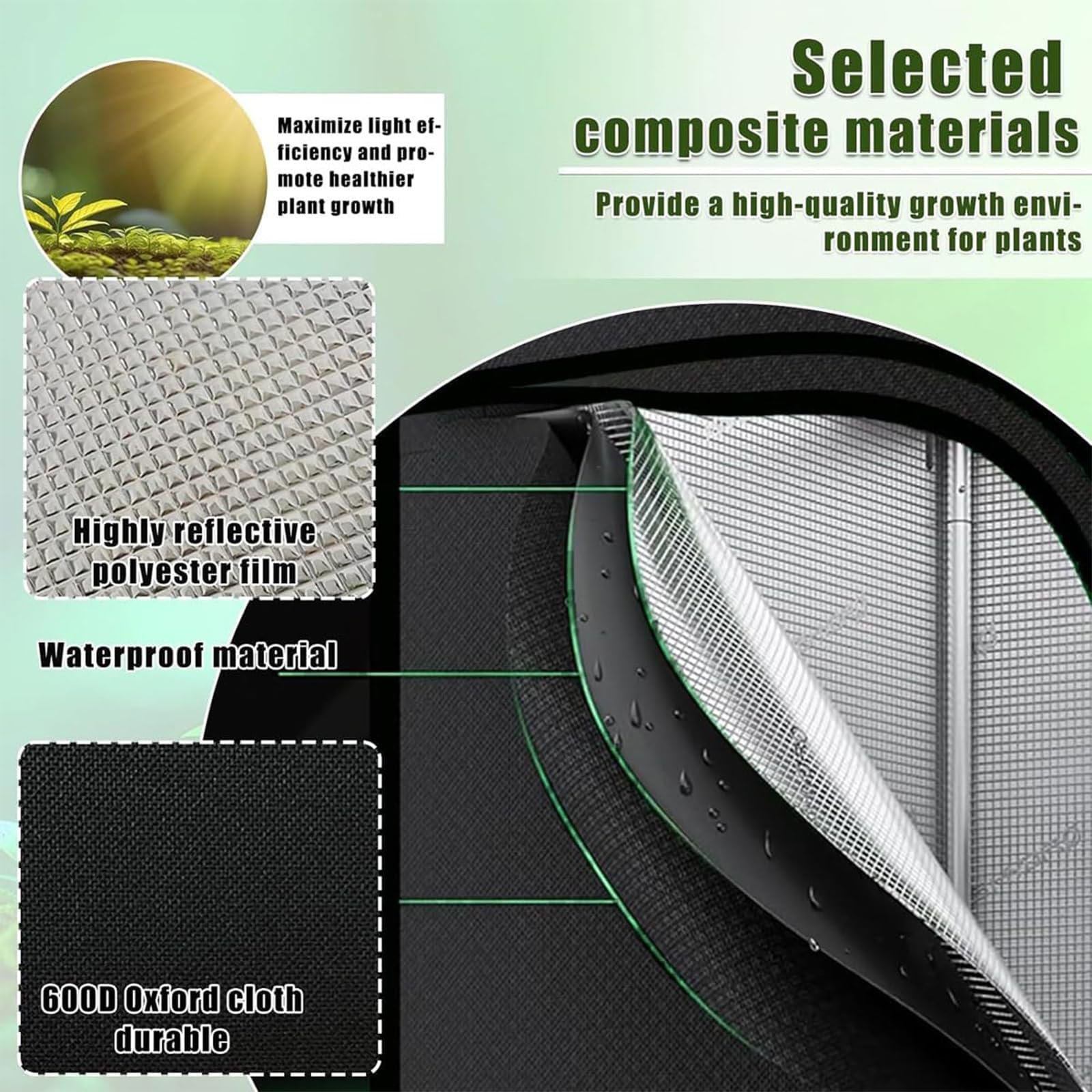 Kit Tenda per Coltivazione Interna Completo 40x40x120cm con Luce a Spettro Completo a LED, Monitor di umidità e Timer per Verdure idroponiche ed Erbe Che crescono in Cucina o Garage Domestico