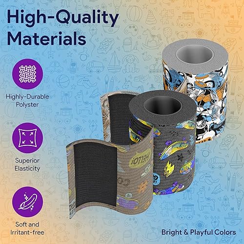 Vista 5 de Vendaje elástico con cierre automático, envoltura deportiva de compresión de 3 x 180 pulgadas, 2 vendajes médicos elásticos transpirables