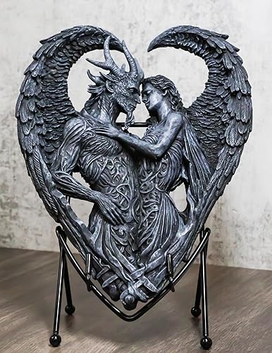 Miniatura 8 de Ebros Gift Solemne Voto Inocencia Demonio Satanás Pit Lord Abrazando Lilith Dark Angel Corazón Placa Decoración Escultura de Escritorio con soporte